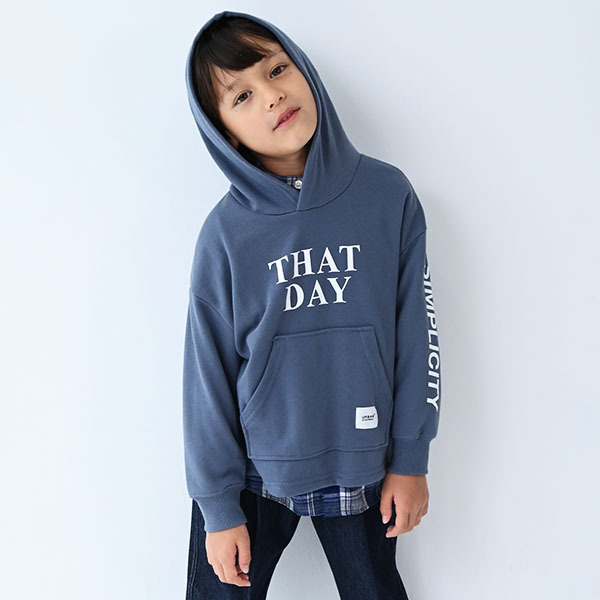 日本GENERATOR CASUAL「THAT DAY」口袋連帽衛衣 (藍灰色，90-100) 911705