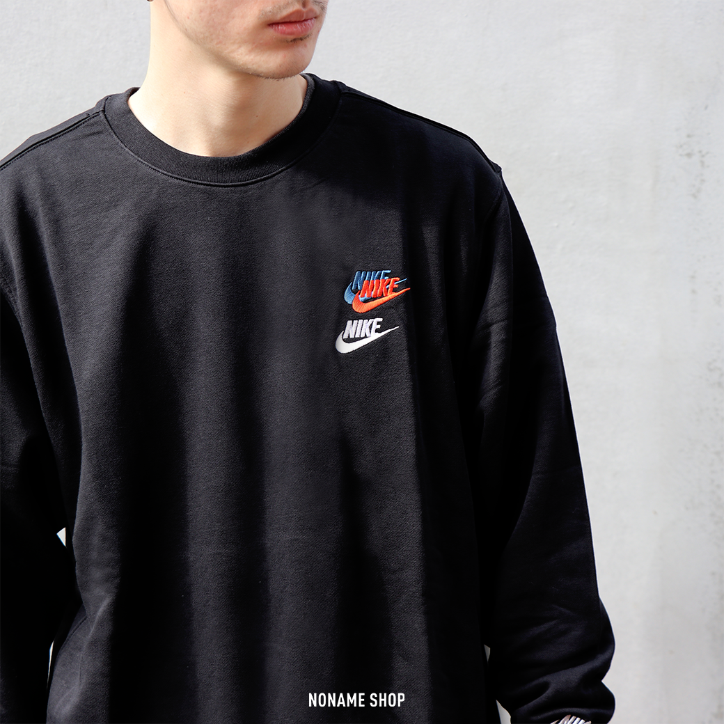 NIKE NSW CLUB ESSENTIALS 刺繡 三勾 大學T 黑 (男款)