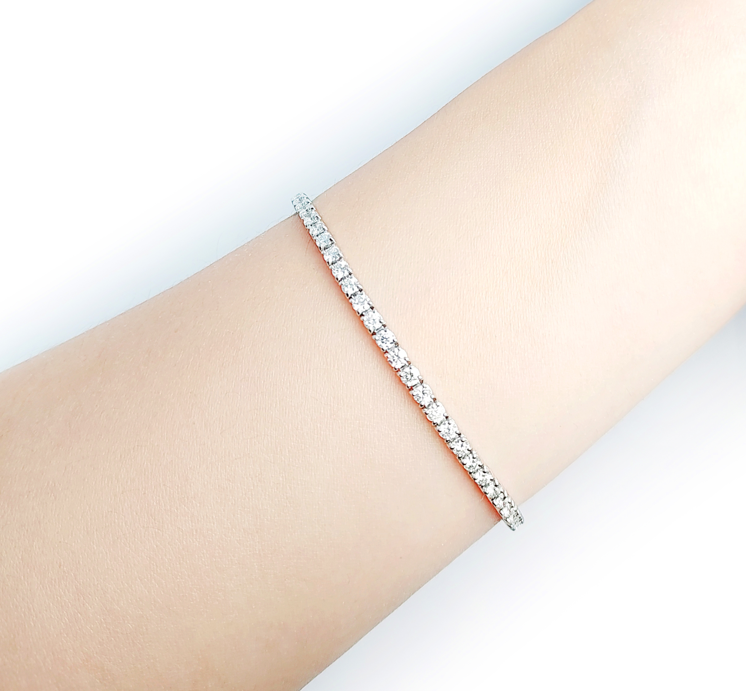 韓國18K白金天然鑽石手鏈