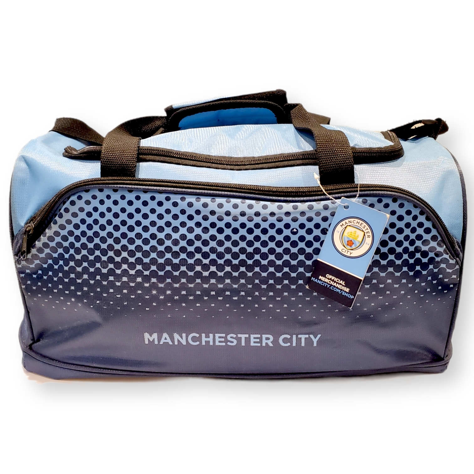 曼城淺藍色波點會徽旅行袋