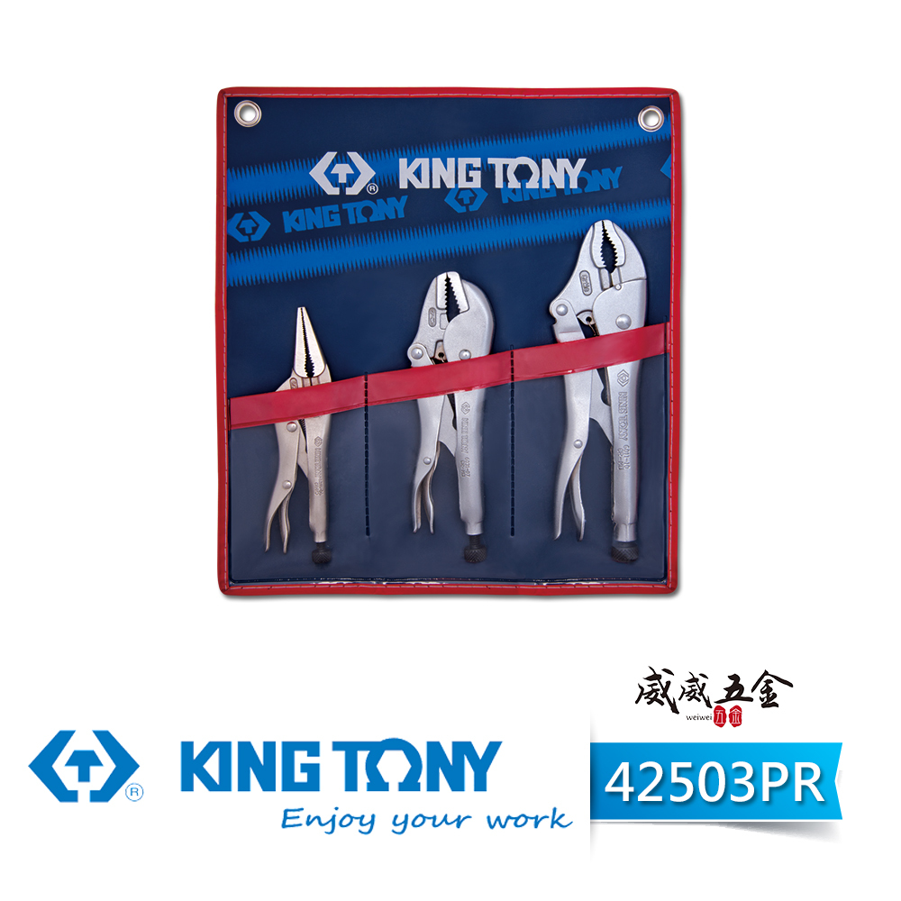 KING TONY 金統立 台灣製｜ 7吋 10吋 萬能鉗 6吋 尖嘴固定鉗3支組 附收納套｜42503PR