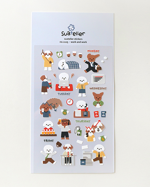 韓國Suatelier 手帳貼紙 上班族小狗#1125