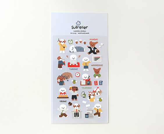 韓國Suatelier 手帳貼紙 上班族小狗#1125