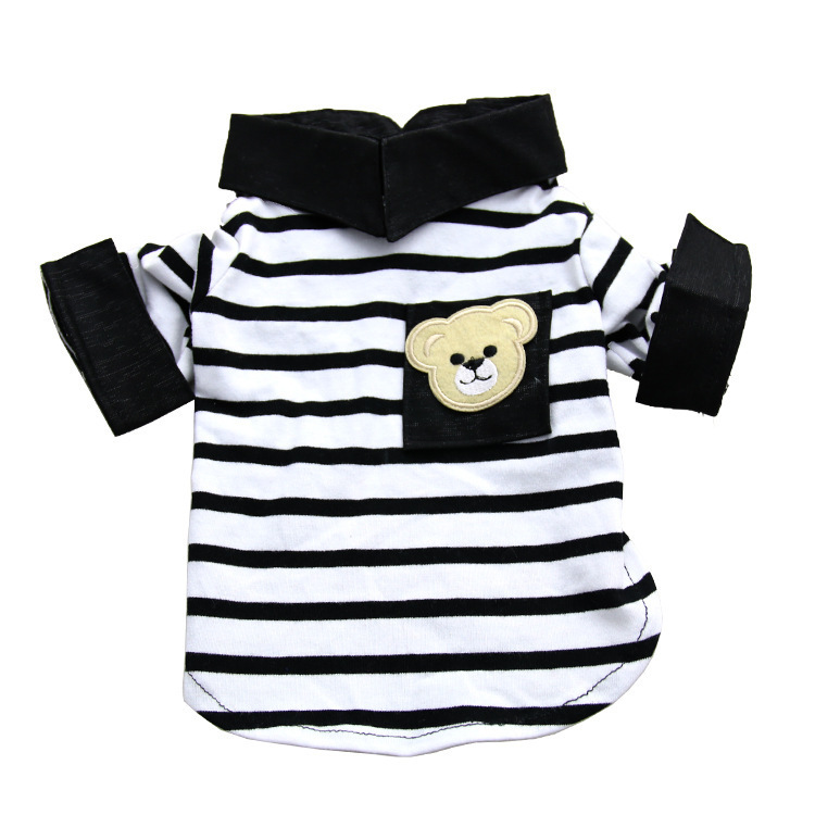 小熊黑白条纹衬衫