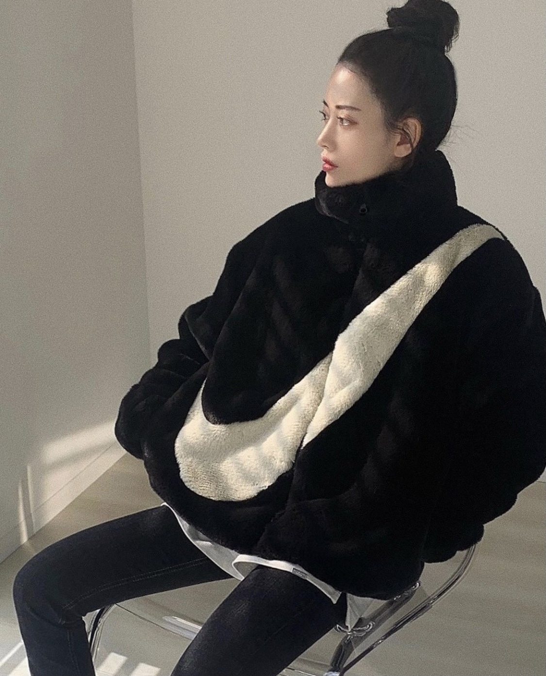 特價出清┃女款 NIKE WMNS FUR JACKET 黑色 白色 大勾 毛毛 偽皮草 外套 毛毛外套 CU6559-010