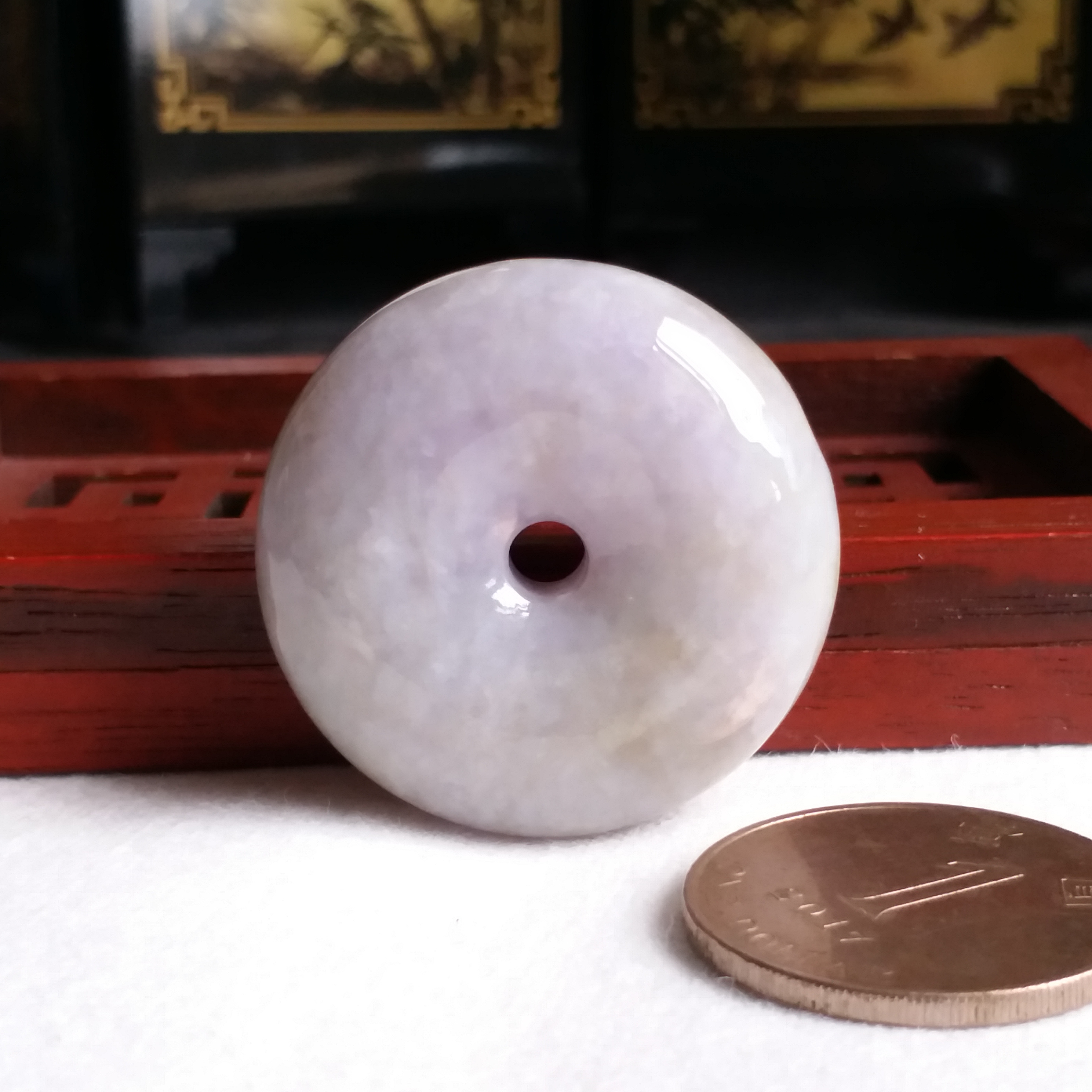 J1942 冰糯紫羅蘭厚庄平安扣 (35.7mm直徑)