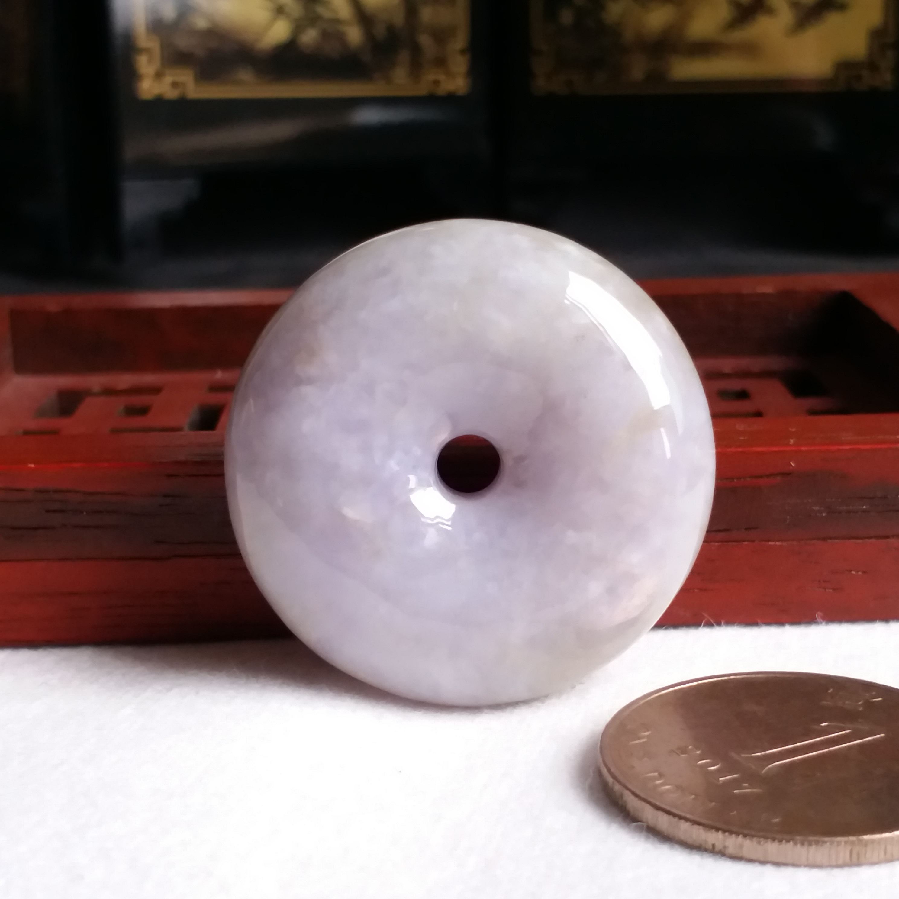 冰糯紫羅蘭厚庄平安扣 (35.7mm直徑), 天然翡翠A玉, 緬甸玉, Jade, Jadeite