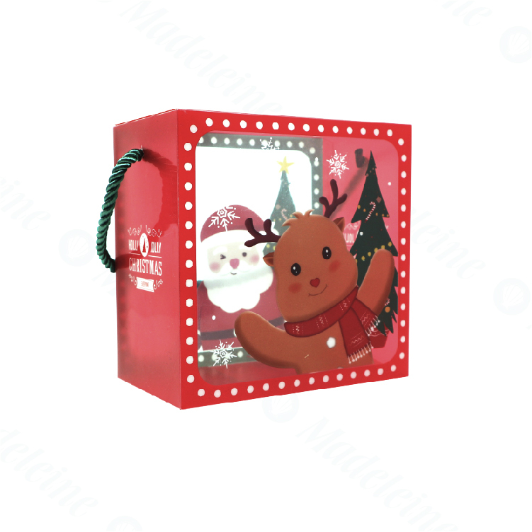 [ 包裝材料 ] 透明手提盒-聖誔老人馴鹿款 原裝1入