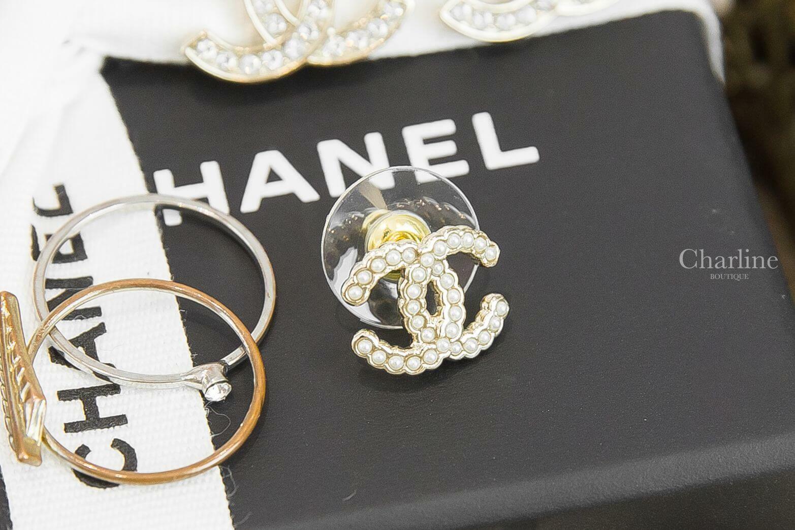 Chanel Earrings 金色白色珍珠CC耳環
