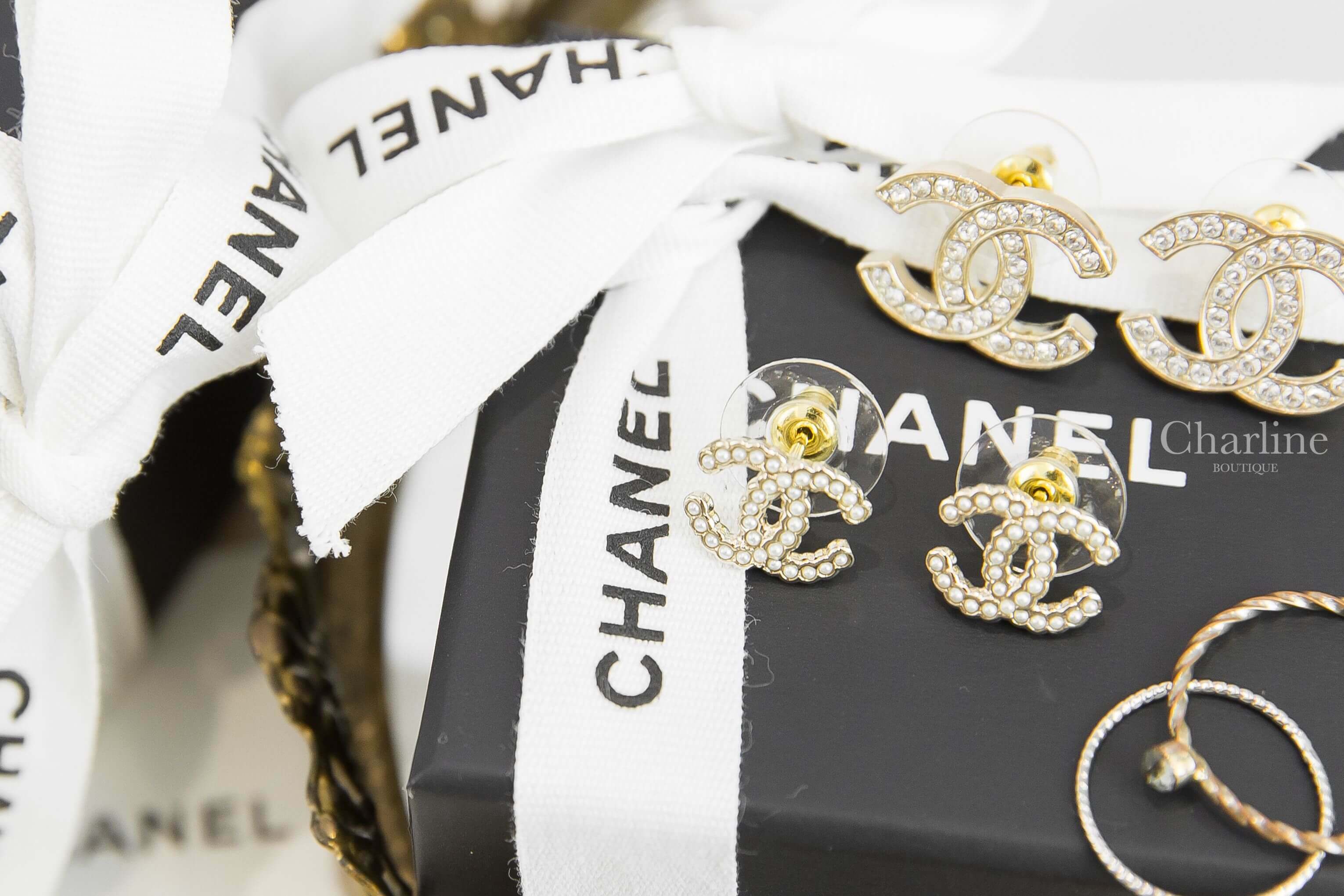 Chanel Earrings 金色白色珍珠CC耳環-Charline Boutique 精品代購