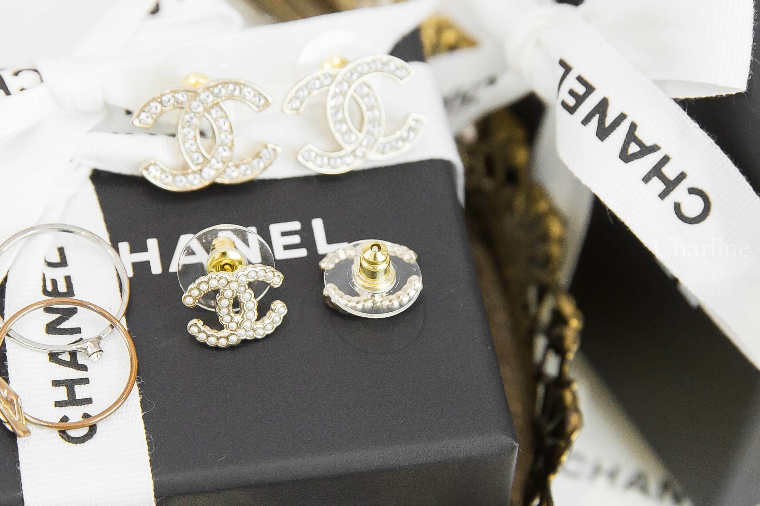 Chanel Earrings 金色白色珍珠CC耳環-Charline Boutique 精品代購