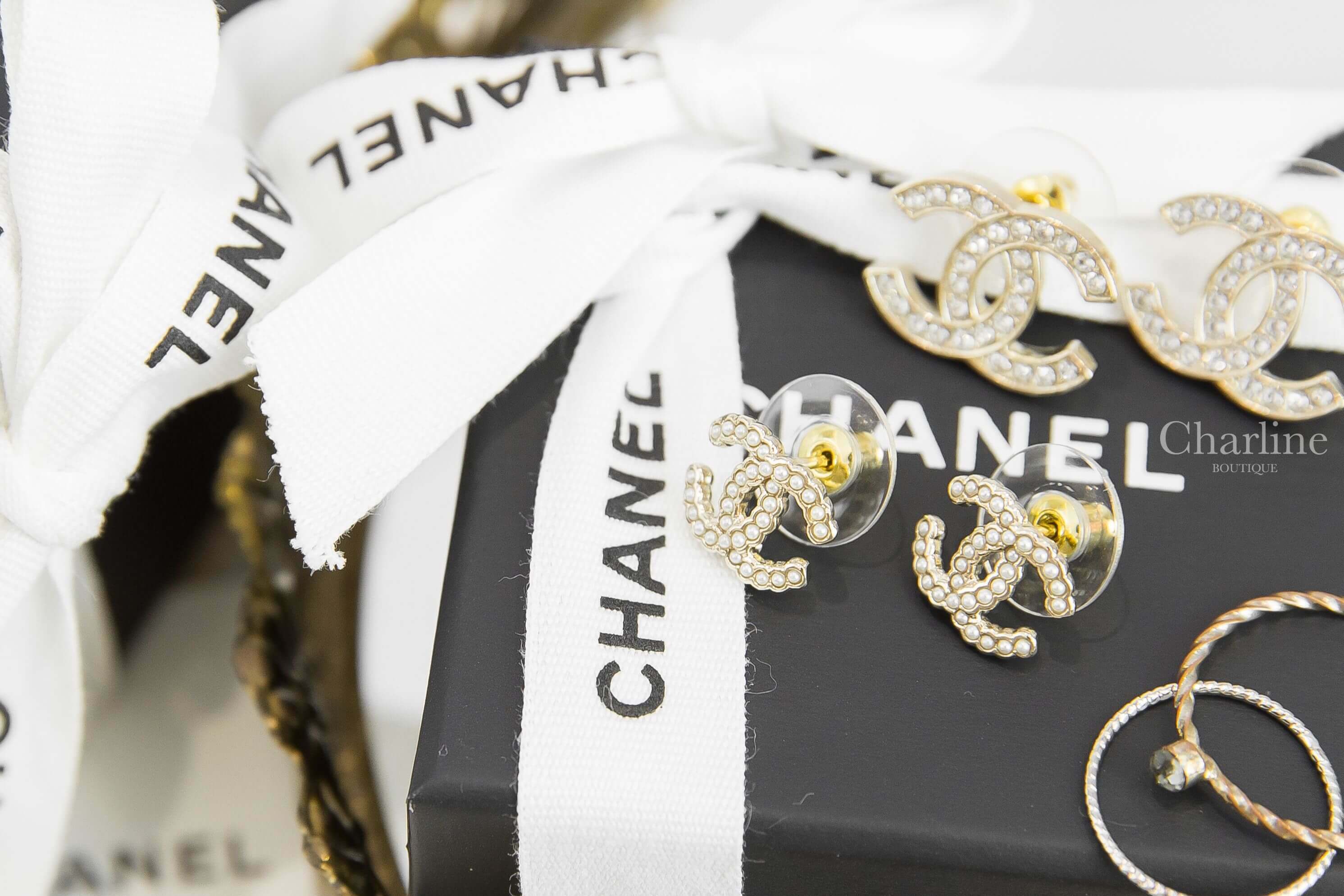 Chanel Earrings 金色白色珍珠CC耳環-Charline Boutique 精品代購