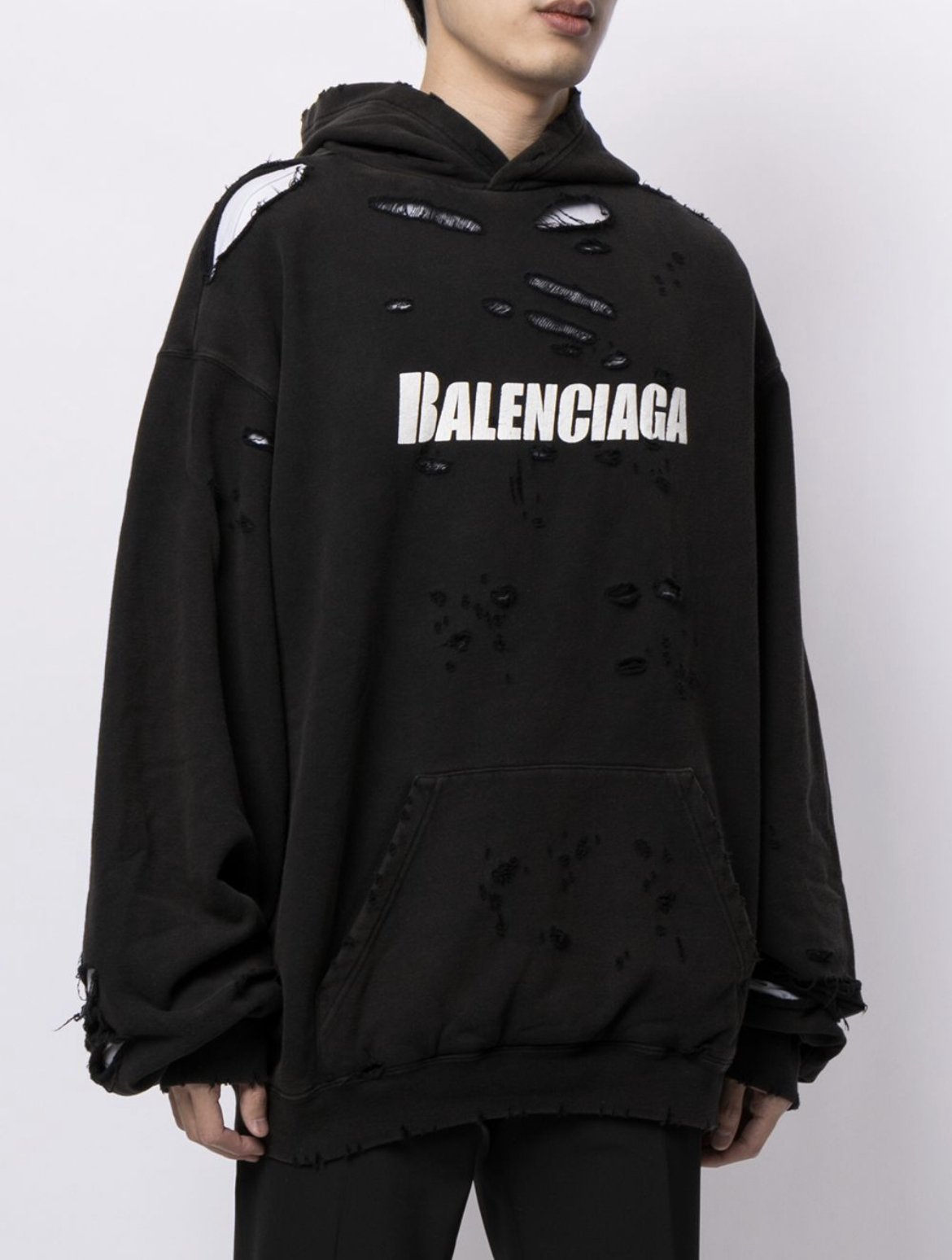 Balenciaga ripped oversize logo hoodie