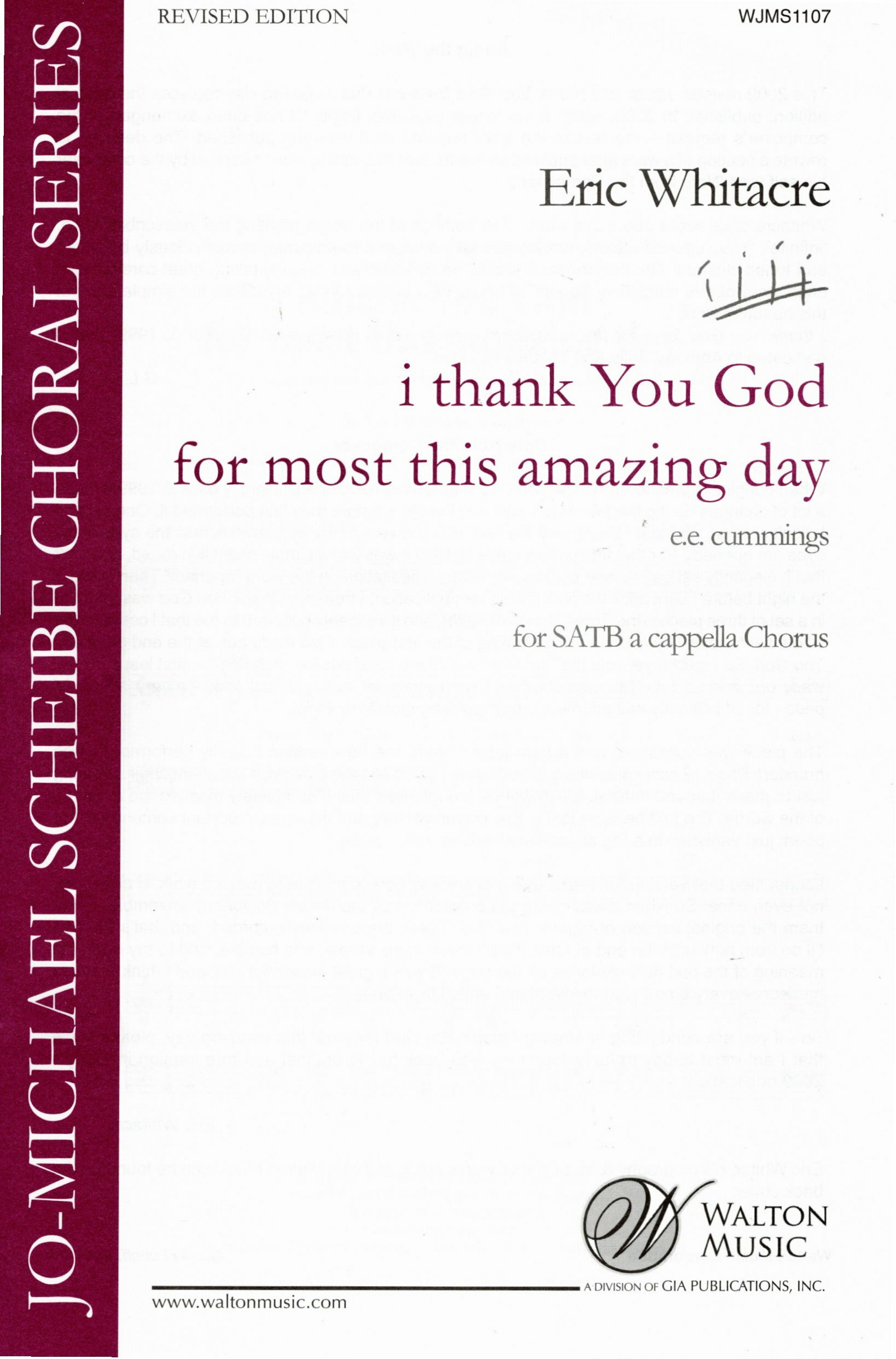 【混聲四部】《I Thank You God for Most This Amazing Day》