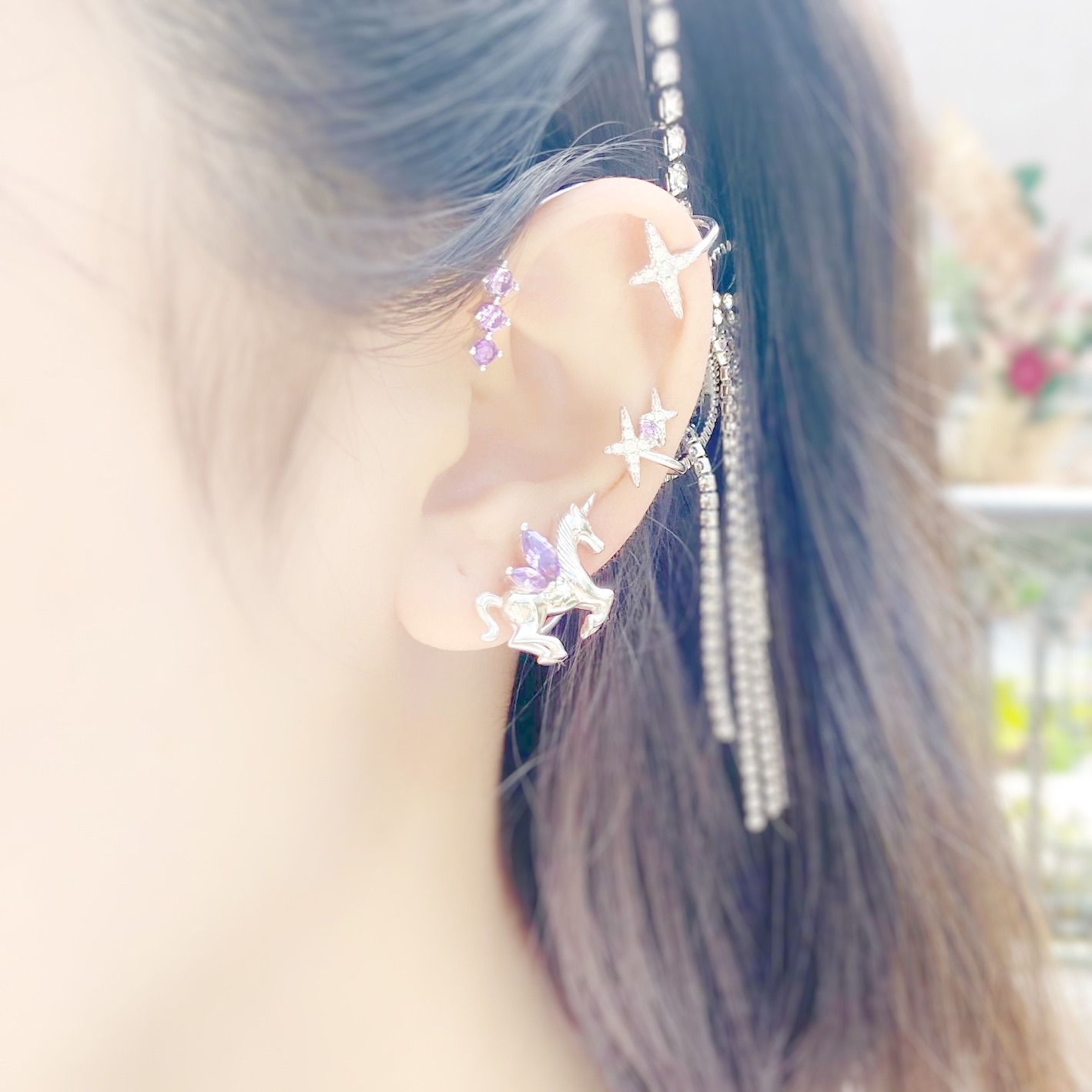 | 925 Silver | Dreamy Unicorn Ear Clip（Single Piece）| EA0454 |