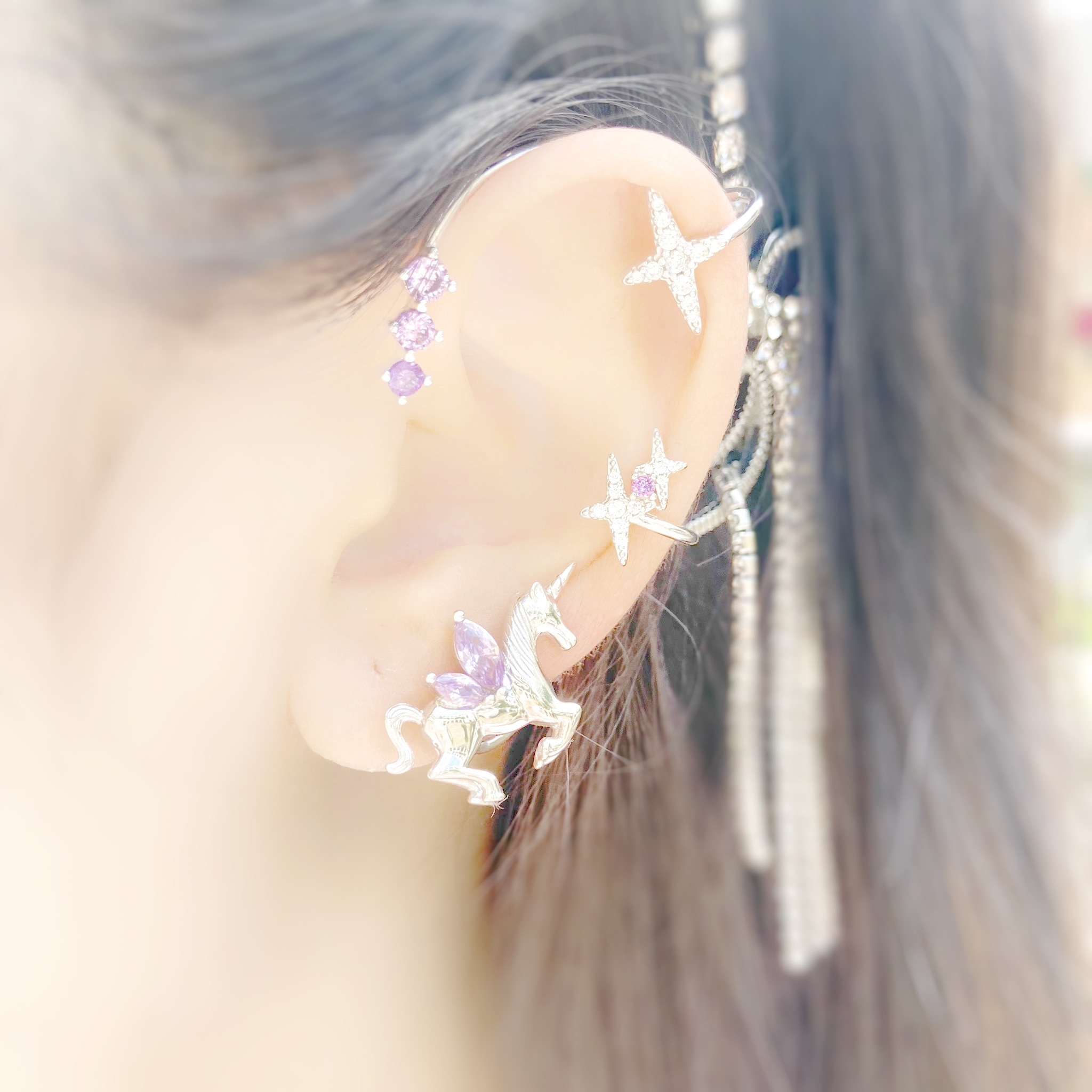 | 925 Silver | Dreamy Unicorn Ear Clip（Single Piece）| EA0454 |