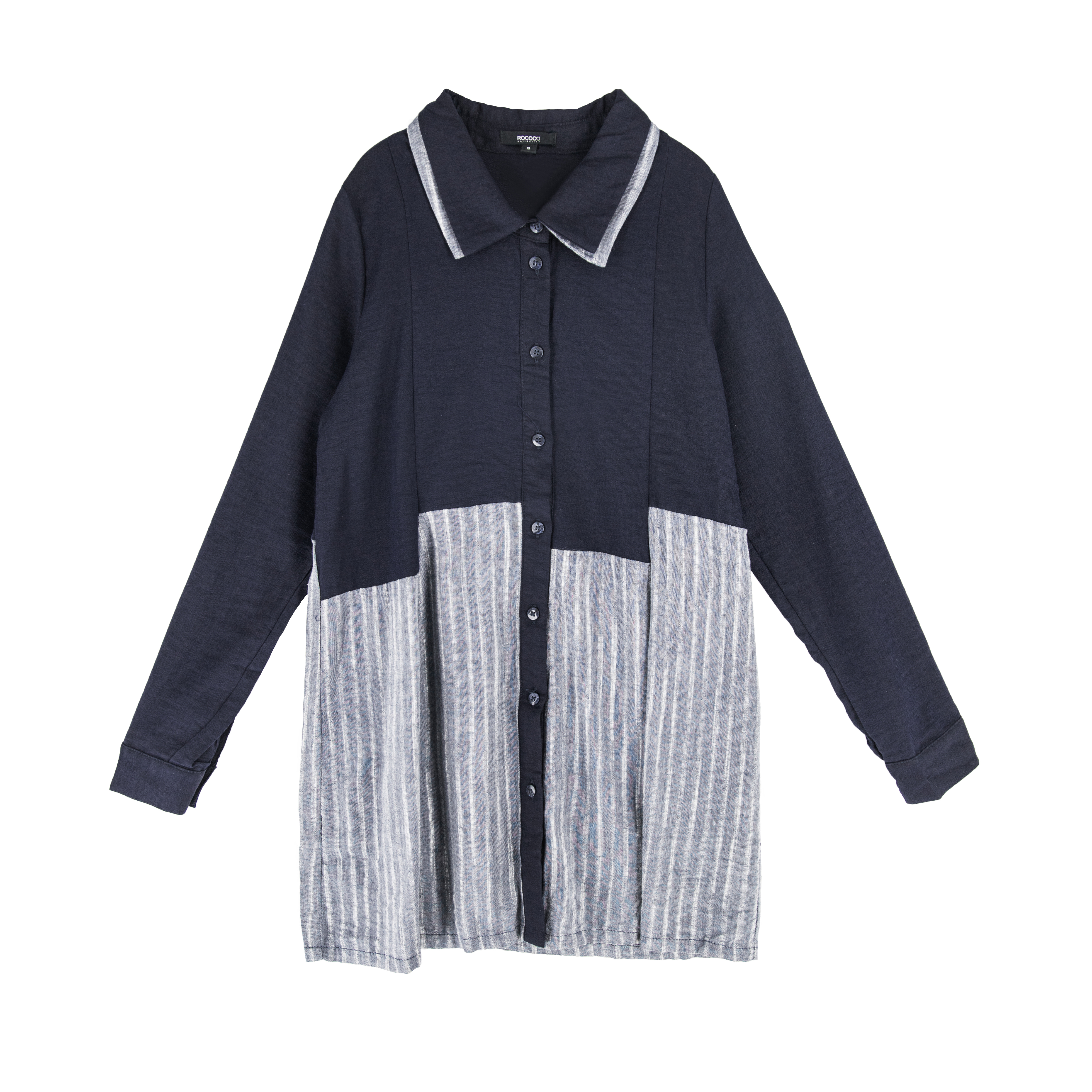 Patched Shirt with Stripe Fabric Details - T241YF