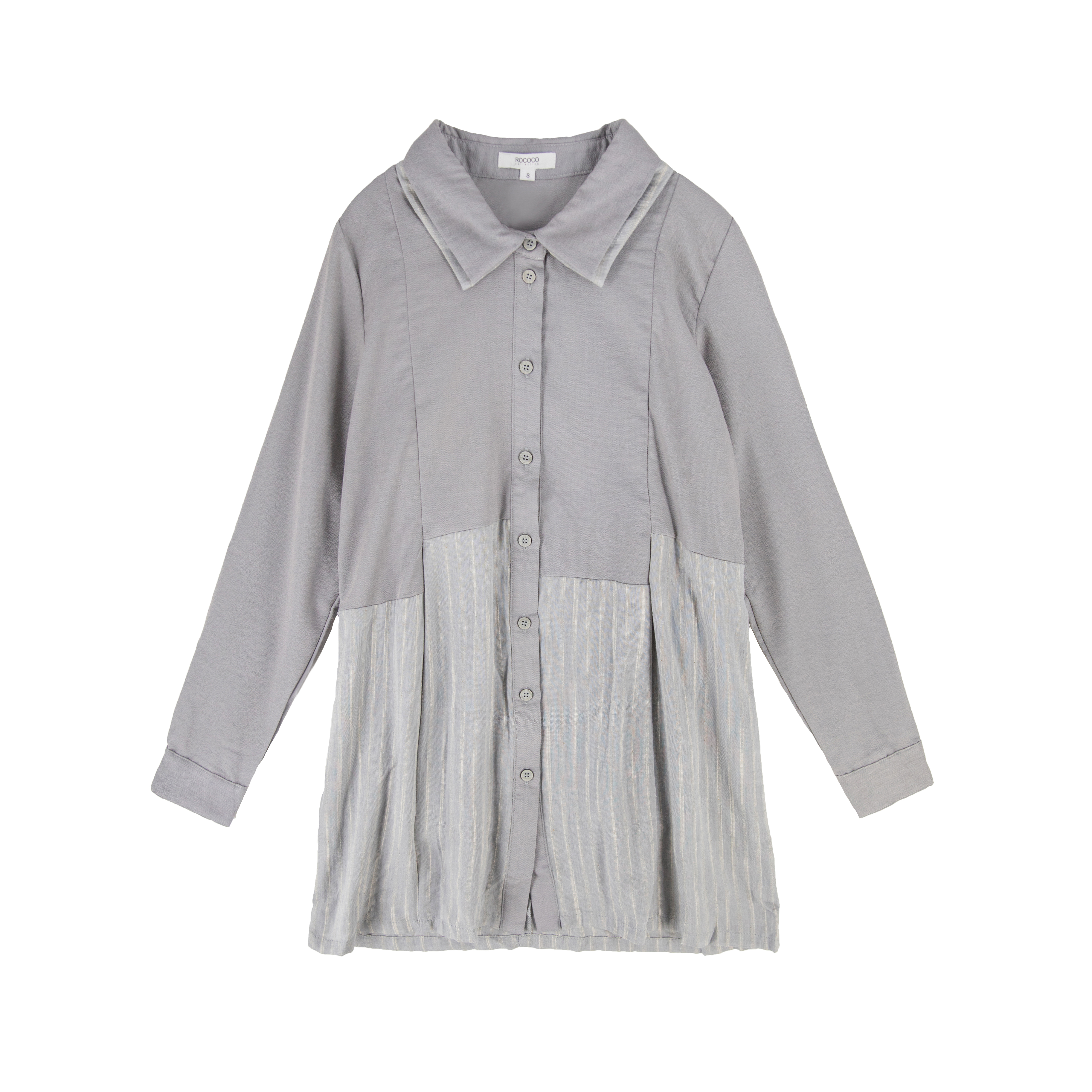 Patched Shirt with Stripe Fabric Details - T241YF