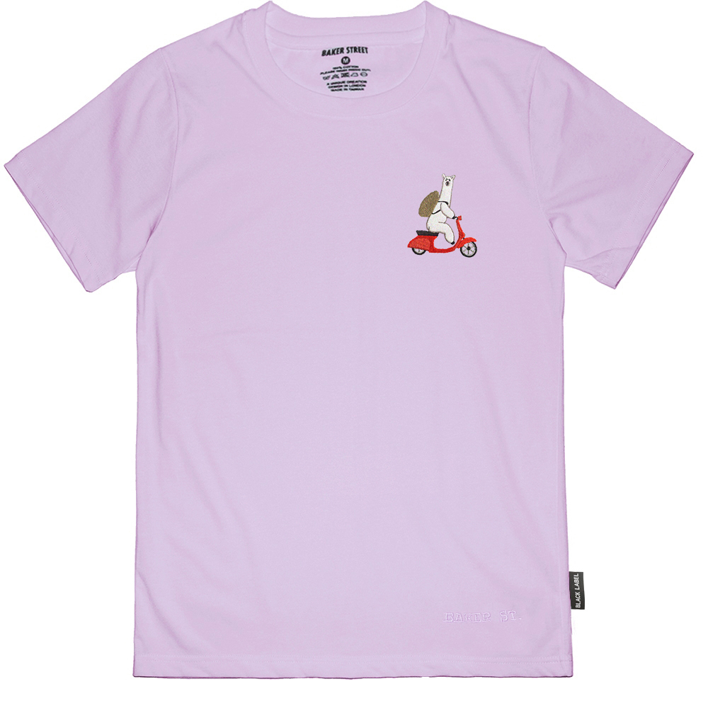 Scooter Embroidery 羊駝騎機車 黑標系列 刺繡 短袖T恤