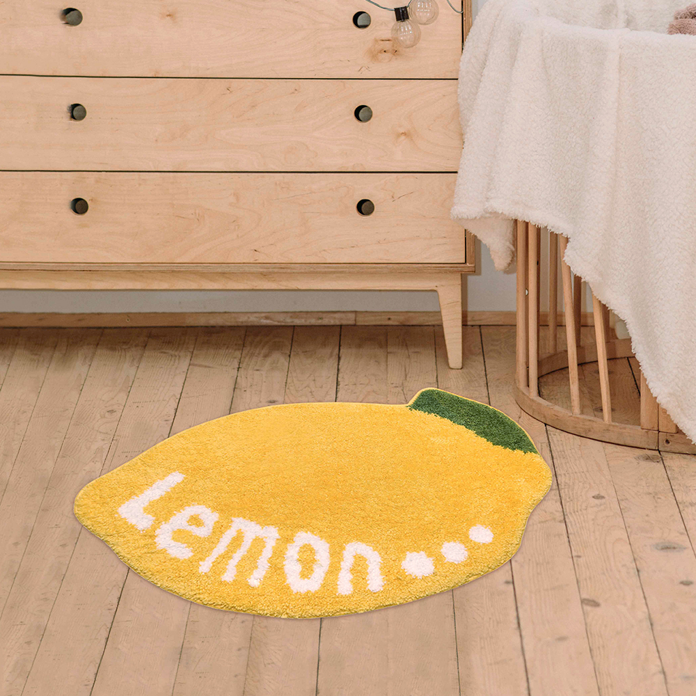 檸檬造型防滑絨毛腳踏地墊