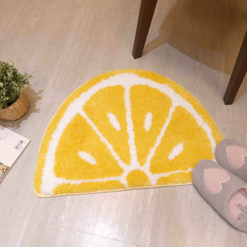 檸檬切片造型防滑絨毛腳踏地墊