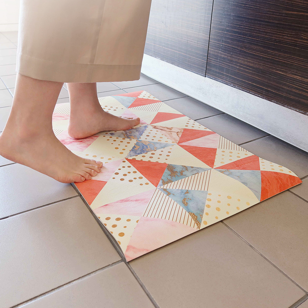 幾何三角PVC防水防油廚房地墊