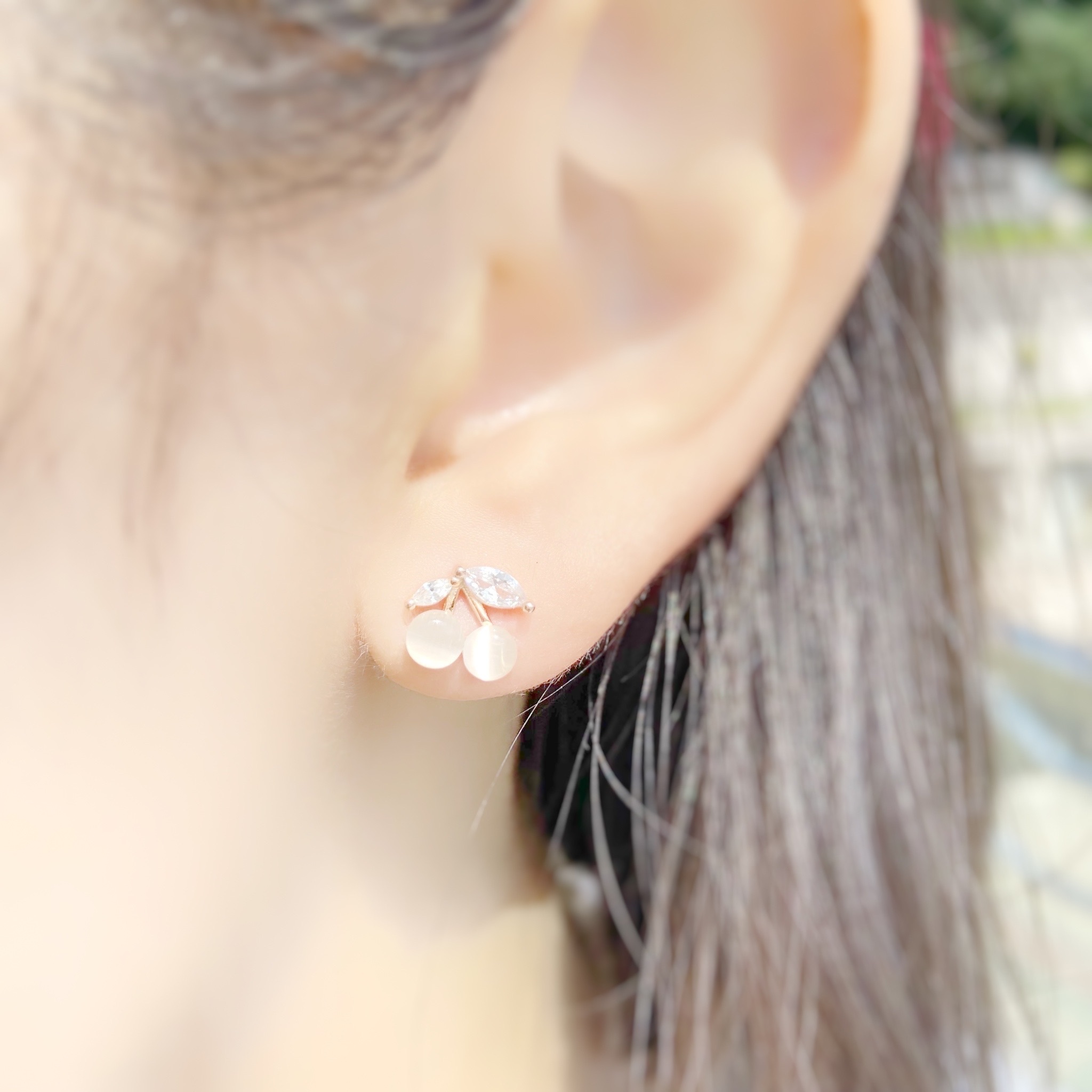 | 925 Silver・White Gold・Rose Gold・Opal | Little Cherry Earrings（Silver / Rose Gold） | EA0461 |