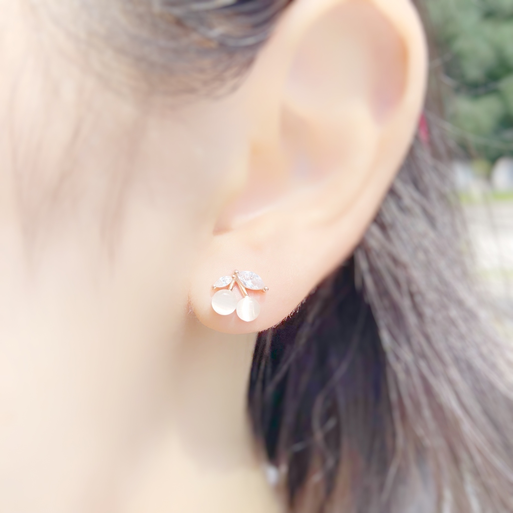 | 925 Silver・White Gold・Rose Gold・Opal | Little Cherry Earrings（Silver / Rose Gold） | EA0461 |