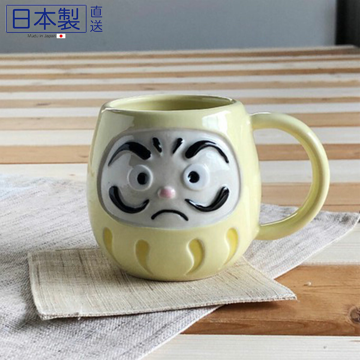 日式美濃燒達摩瓦杯 (粉黃) (日本製)