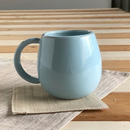 日式美濃燒達摩瓦杯 (粉藍) (日本製)