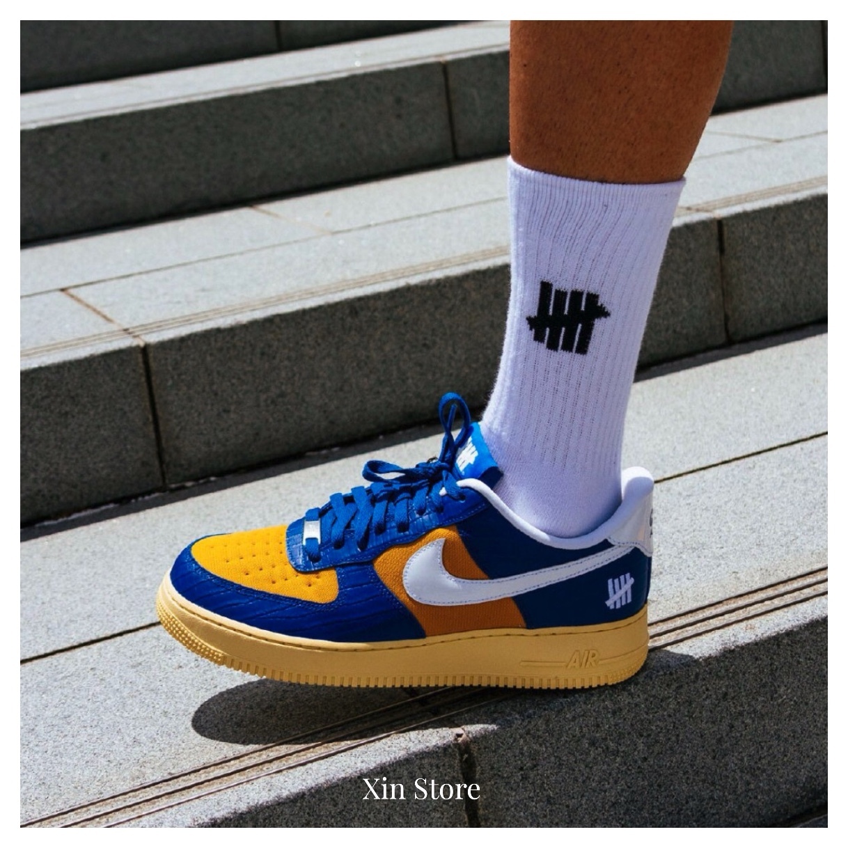 【現貨】Nike x Undefeated Air Force 1 AF1 聯名款 柵欄 泛黃奶油底 藍蛇紋