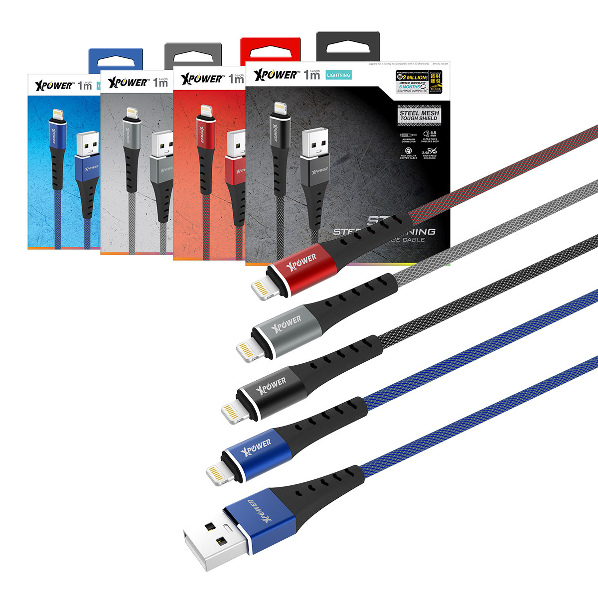 XPower STL 鋼絲高速傳輸充電Lightning線