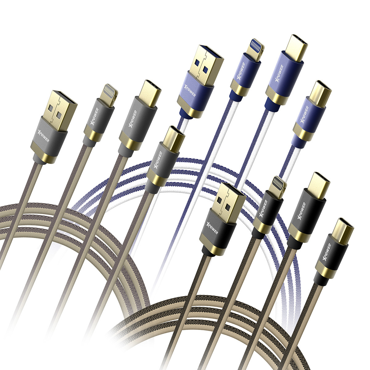 XPower 1X3G 鍍金1出3高速充電編織線