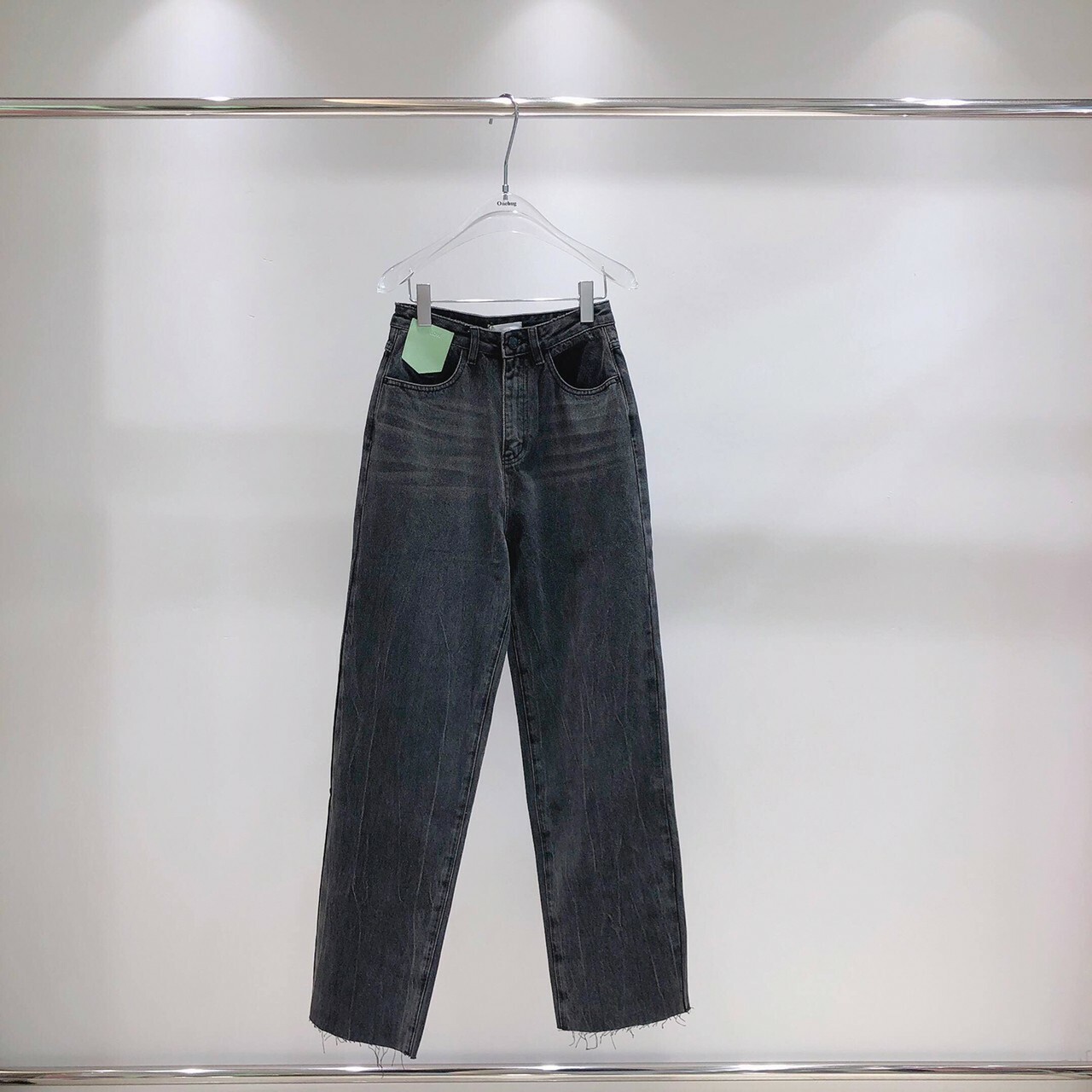 經典中腰闊腿牛仔褲