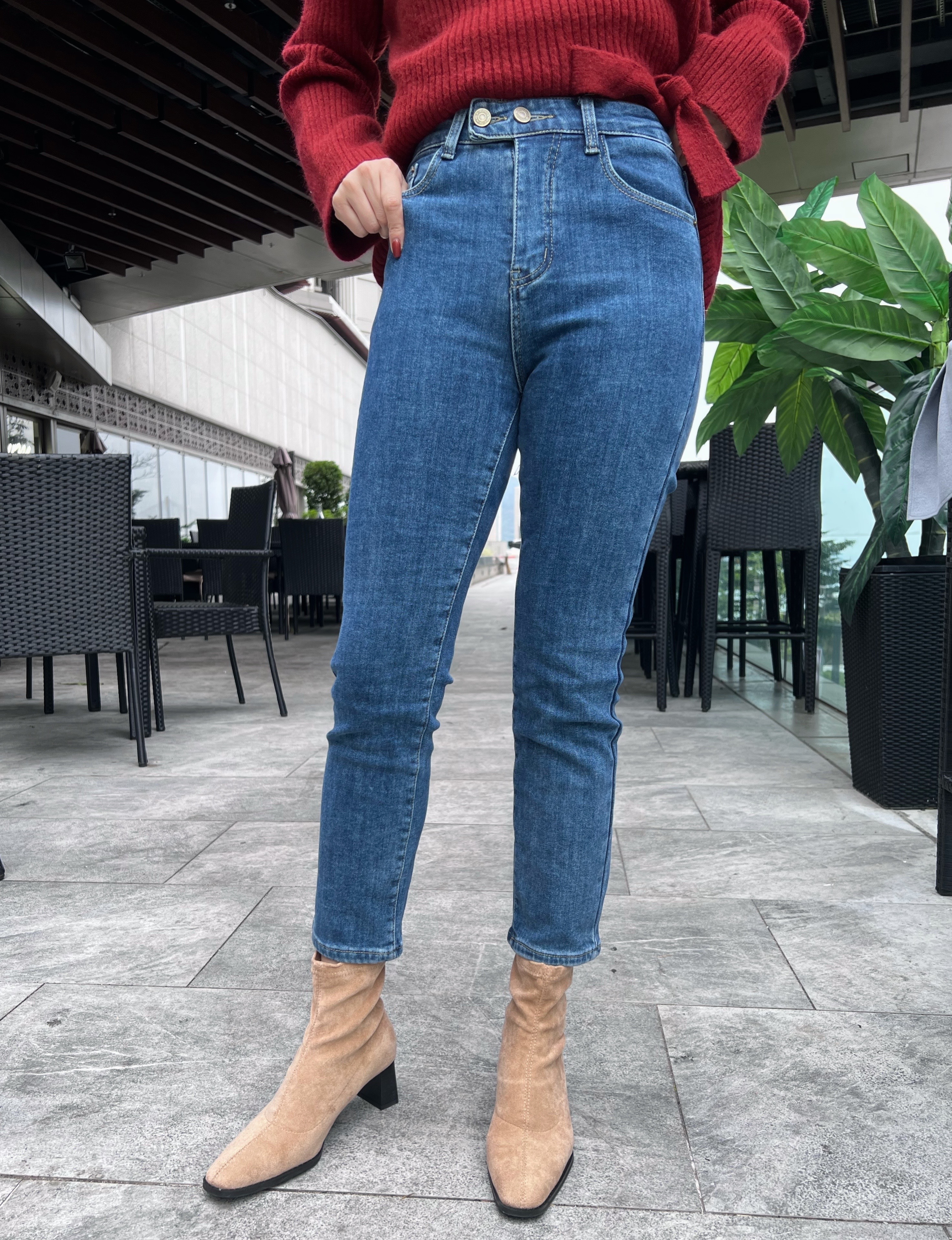 【Hoi2推介】直腳薄絨兩鈕牛仔褲