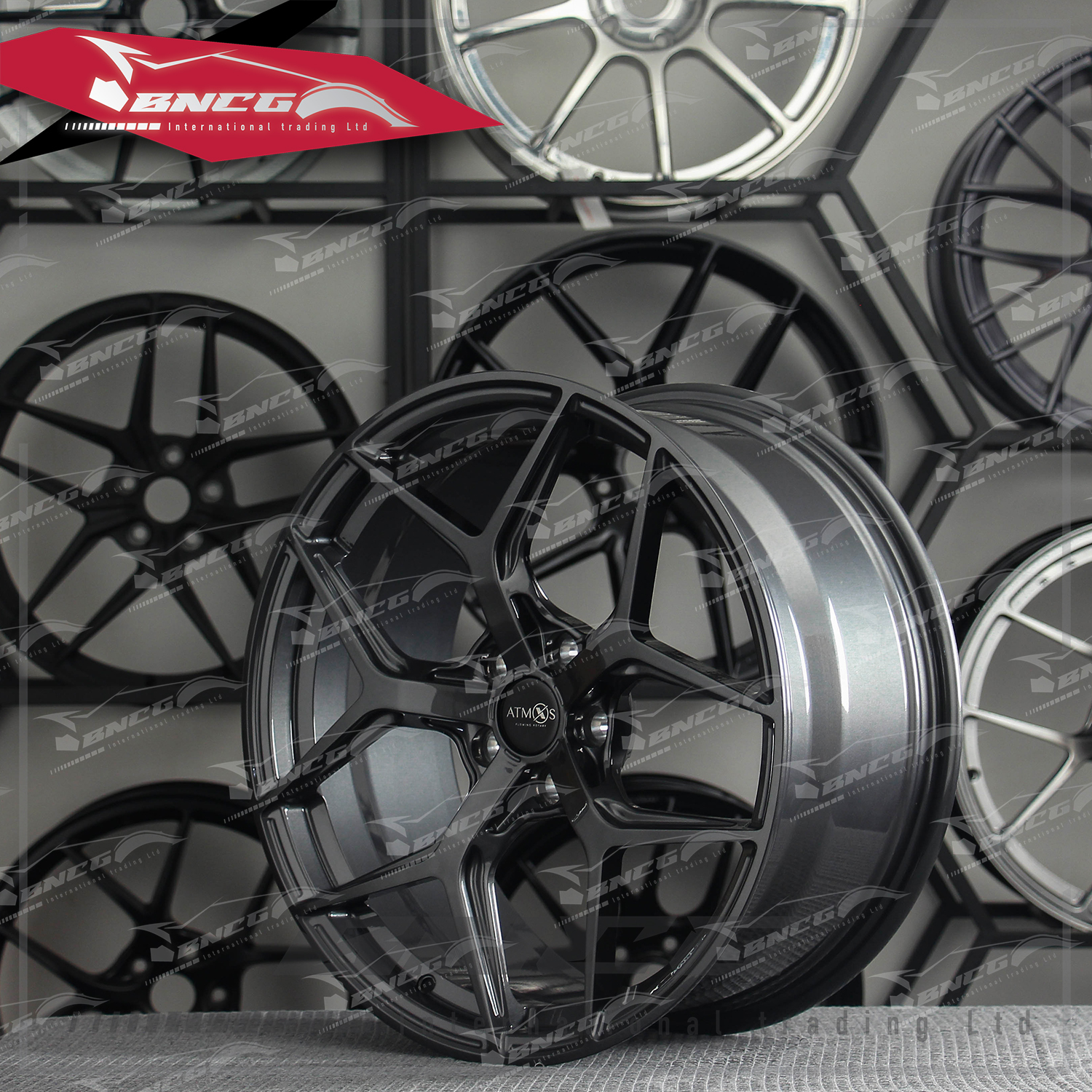 單片式 萬噸鍛造工藝輪圈 ATM 槍灰套色工藝 品牌訂製鋁圈 改裝 高強度 輕量化 客製化 輪框