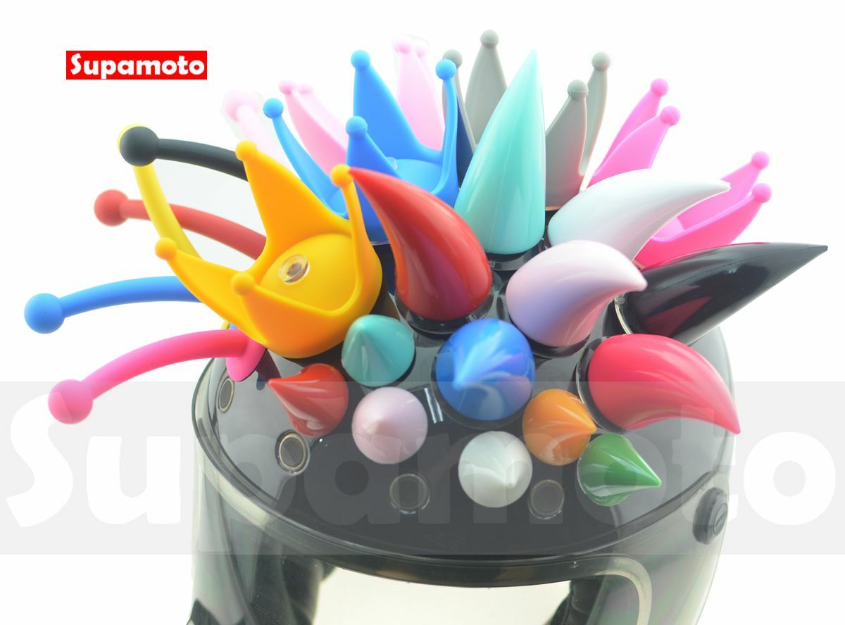 -Supamoto- 安全帽 觸角 牛角 惡魔角 皇冠 惡魔 龐克 公雞 吸盤 裝飾 蜜蜂 蝸牛 牛角