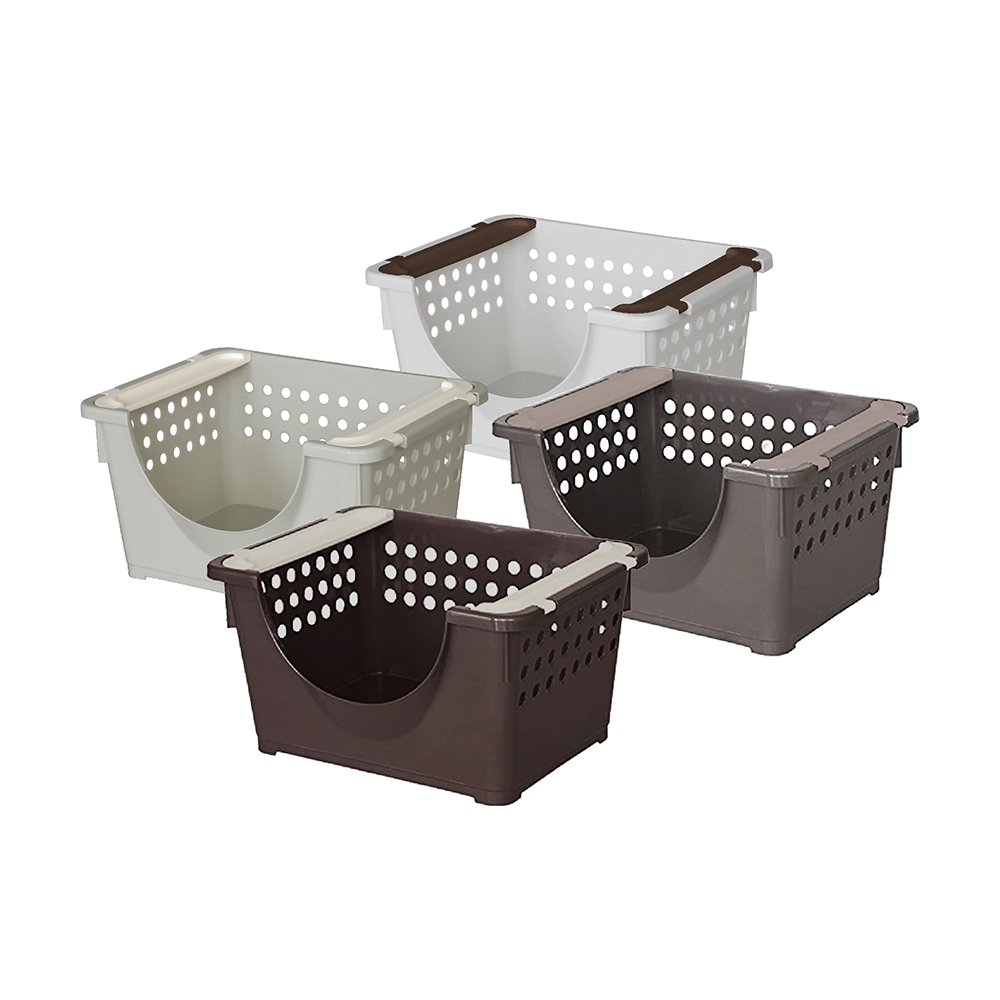 【日本 平和】極簡系列 可堆疊收納籃(淺型前開)