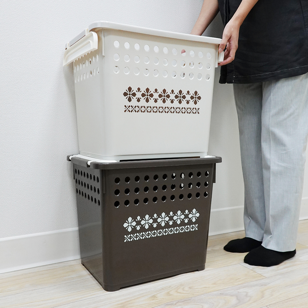 【日本 平和】極簡系列可堆疊收納籃(深型-印花)