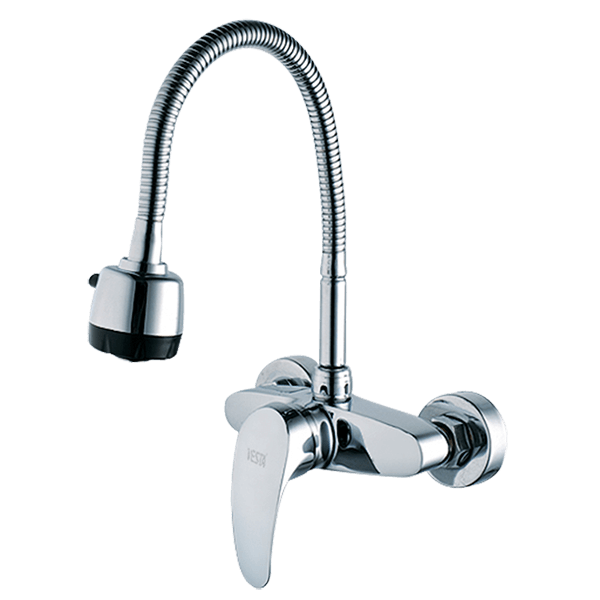 東利衛浴 龍頭推薦型號 FK-6374 廚房壁式萬向龍頭(兩段式切換噴頭) *