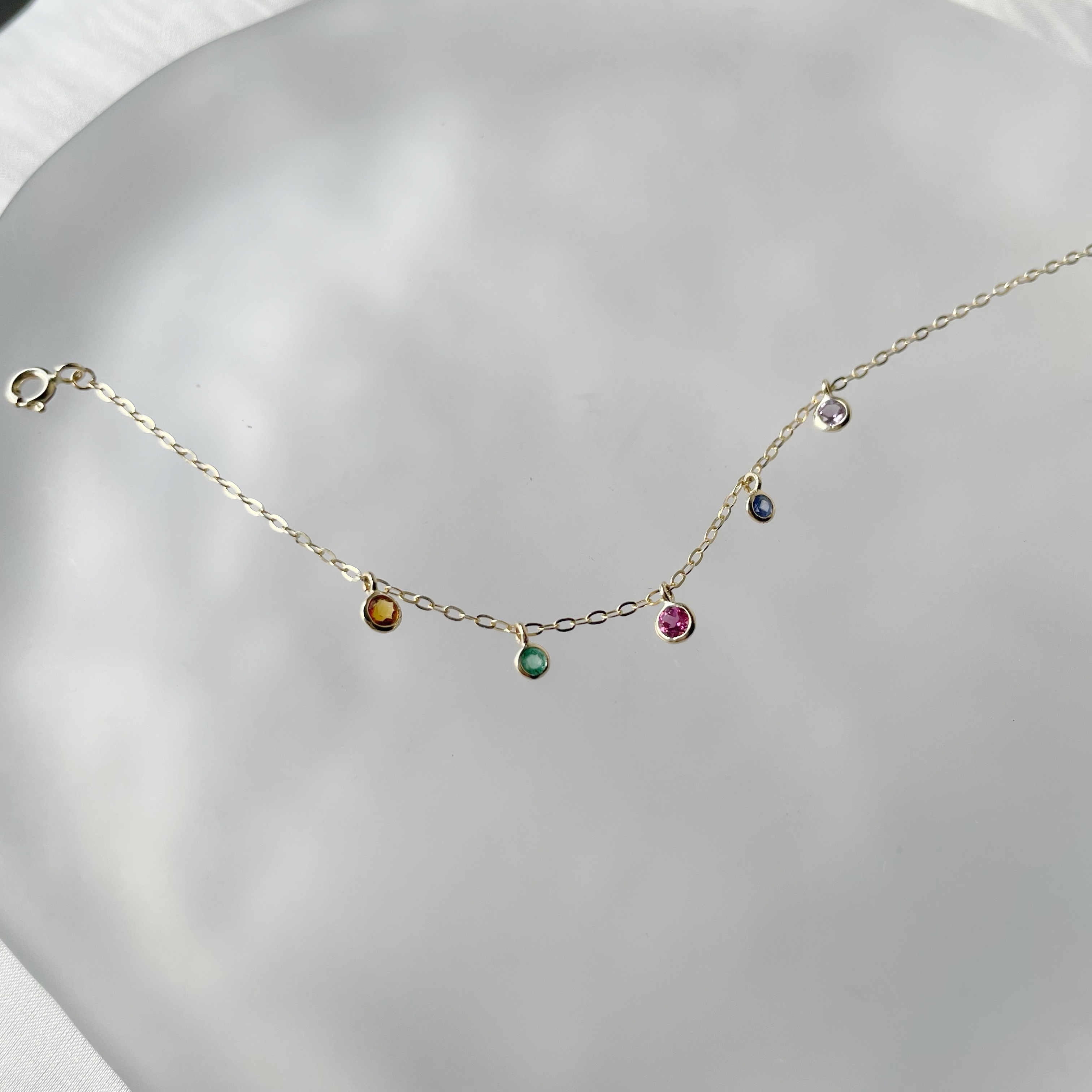 14K Bubble Bell彩寶手鏈