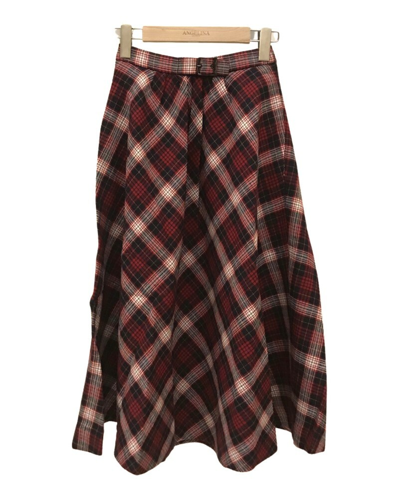 英倫風紅色格紋圓裙