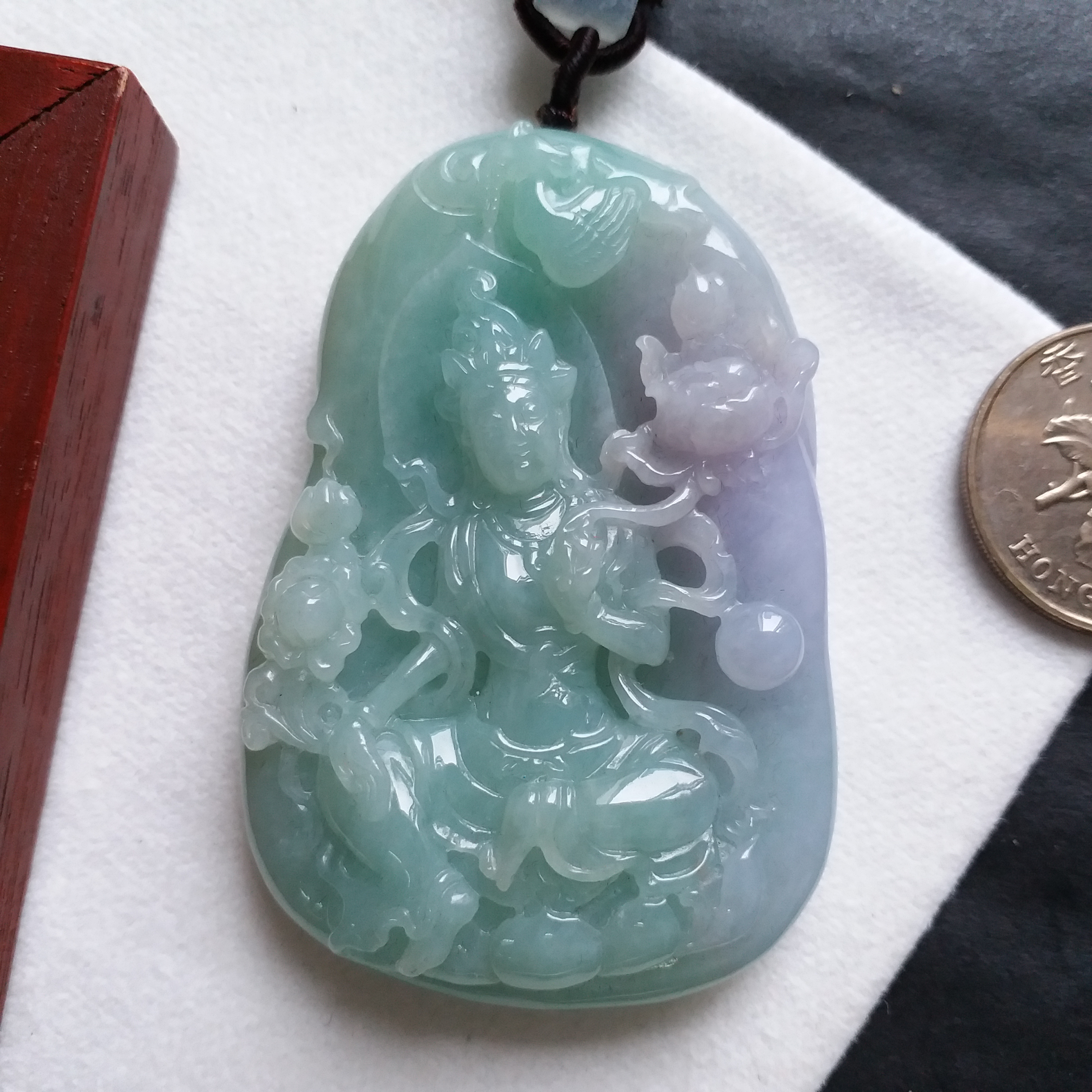 春彩持蓮觀音, 天然翡翠A玉, 緬甸玉, Jade, Jadeite