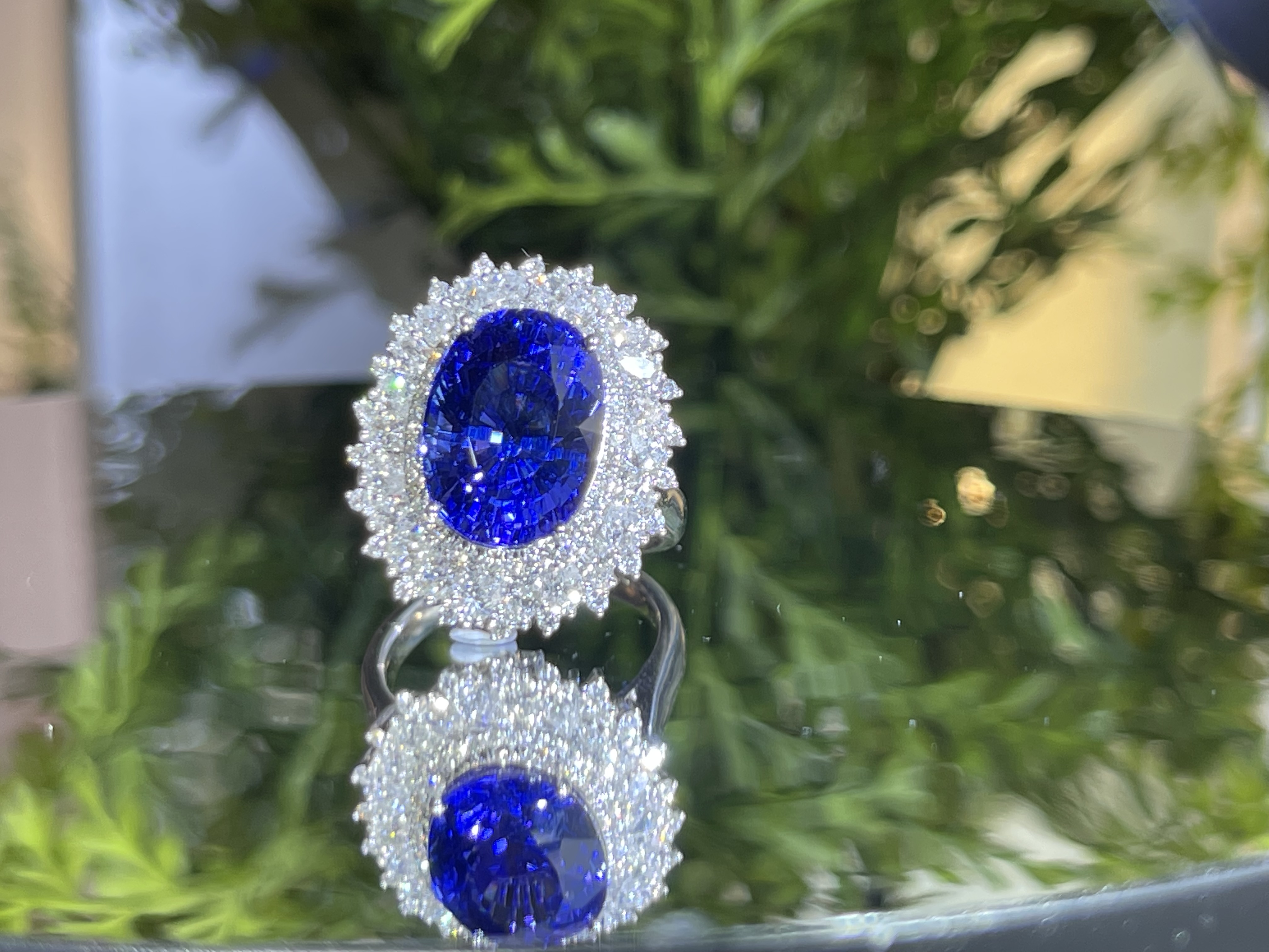 18K坦桑石鑽石戒指/吊墜兩用款  - 5A色 （帶GUILD證書）