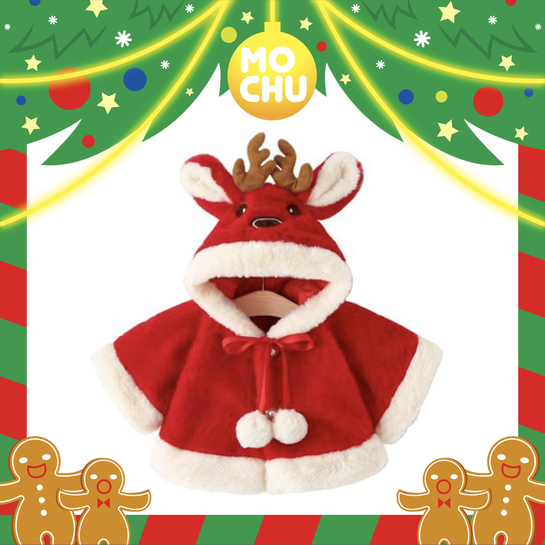 (90.100cm現貨)聖誕麋鹿毛茸茸披風