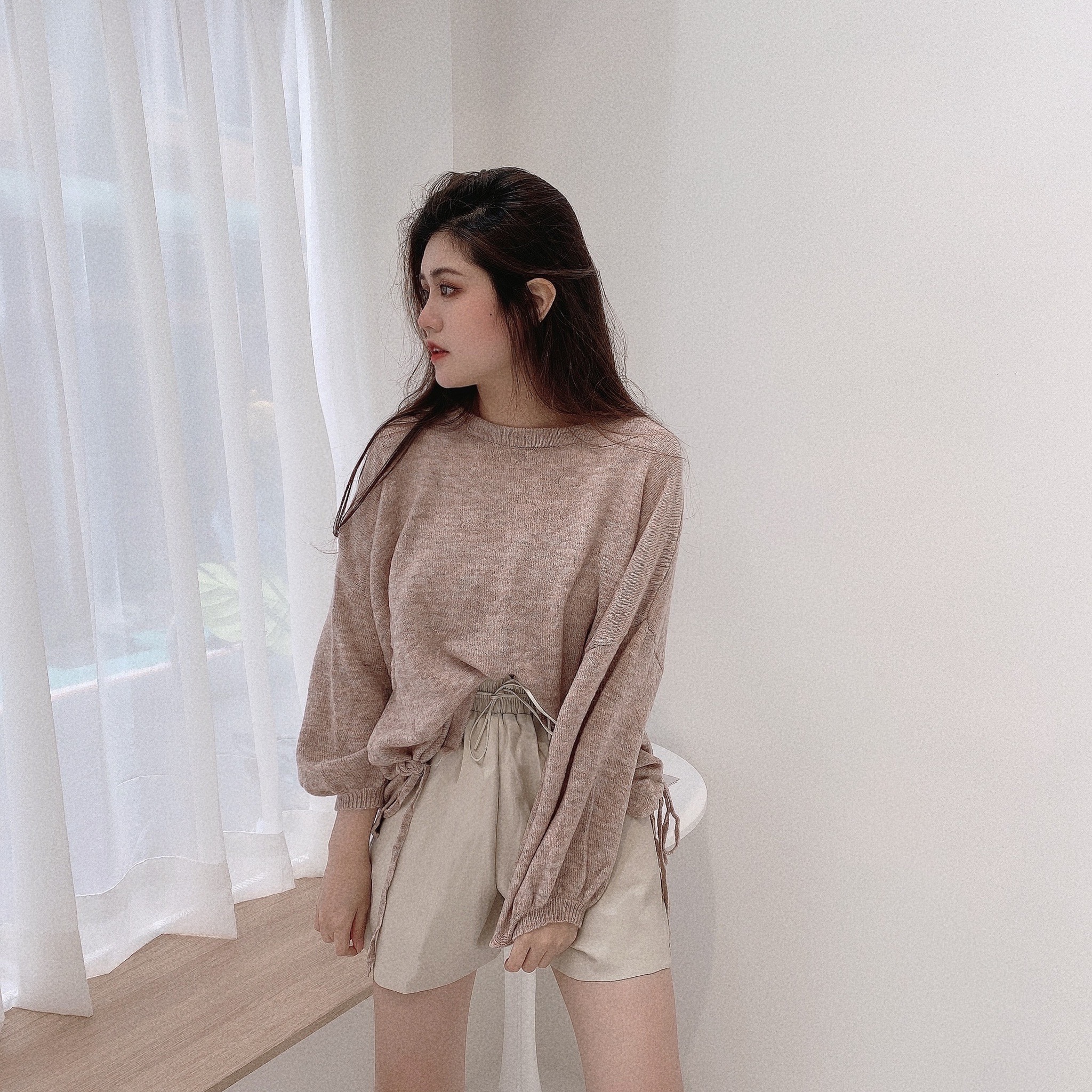 韓國軟Q混織綁繩毛衣/二色