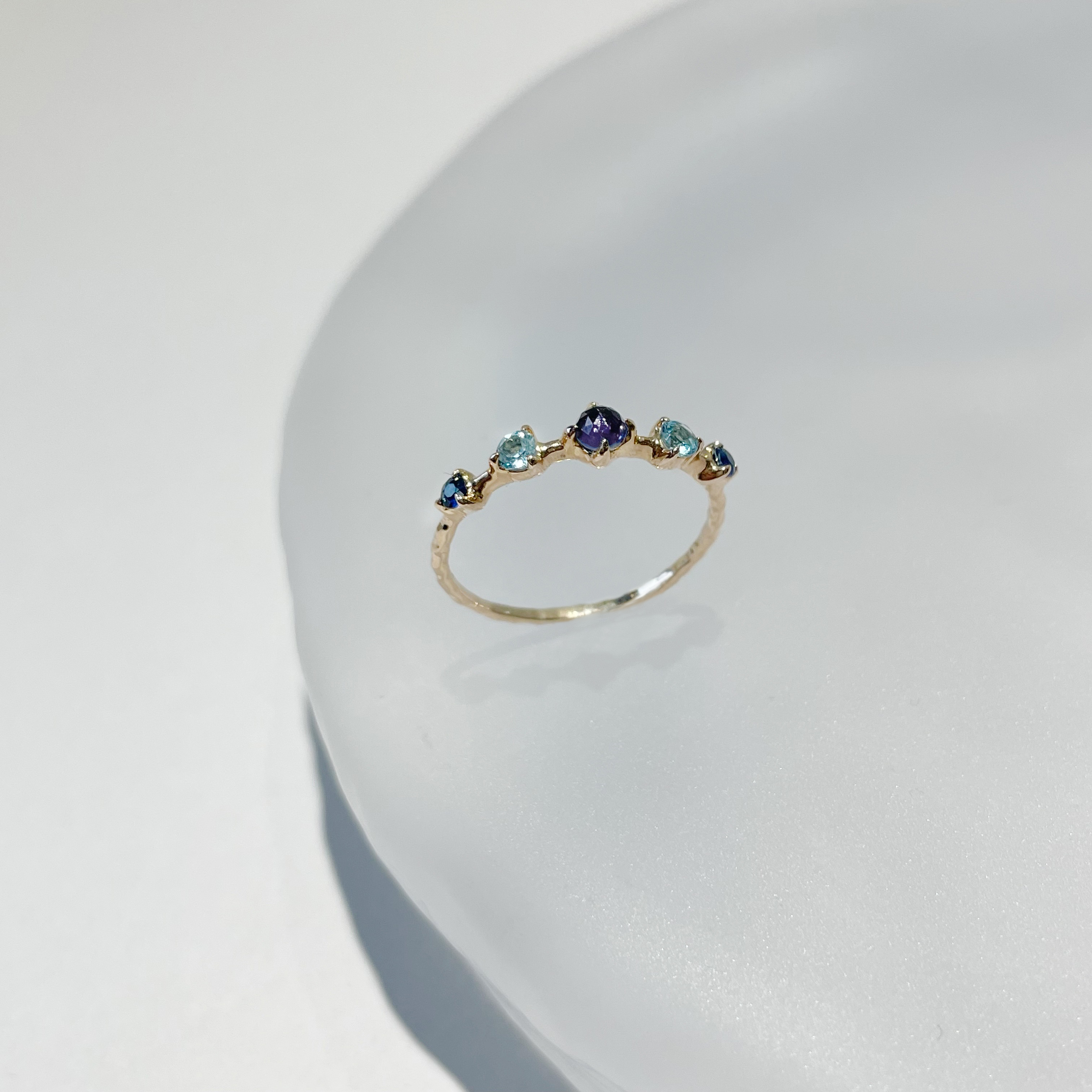 14K藍色行星系寶石戒指