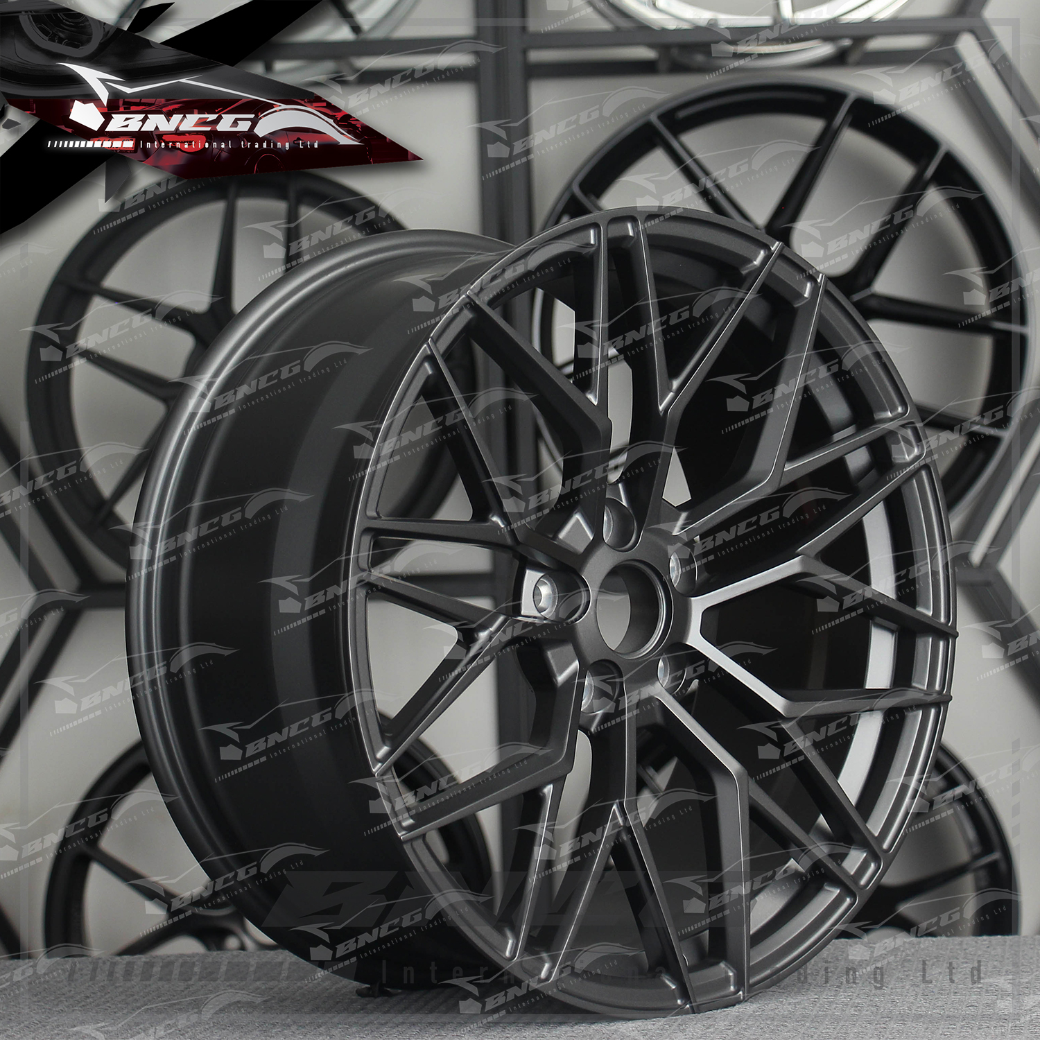 單片式 萬噸鍛造工藝輪圈 槍灰 品牌訂製鋁圈 改裝 高強度 輕量化 客製化 訂製鋁圈