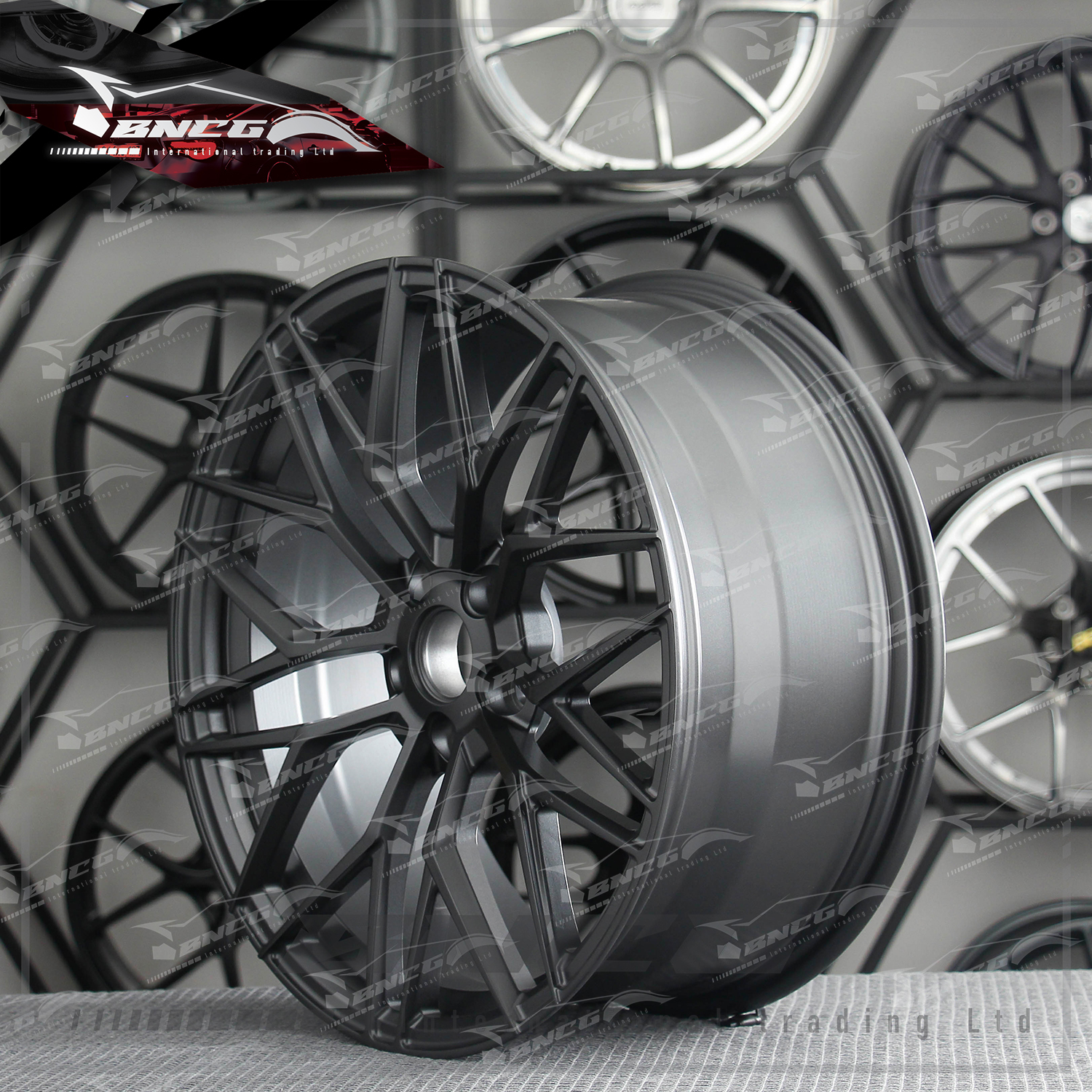 單片式 萬噸鍛造工藝輪圈 槍灰 品牌訂製鋁圈 改裝 高強度 輕量化 客製化 訂製鋁圈