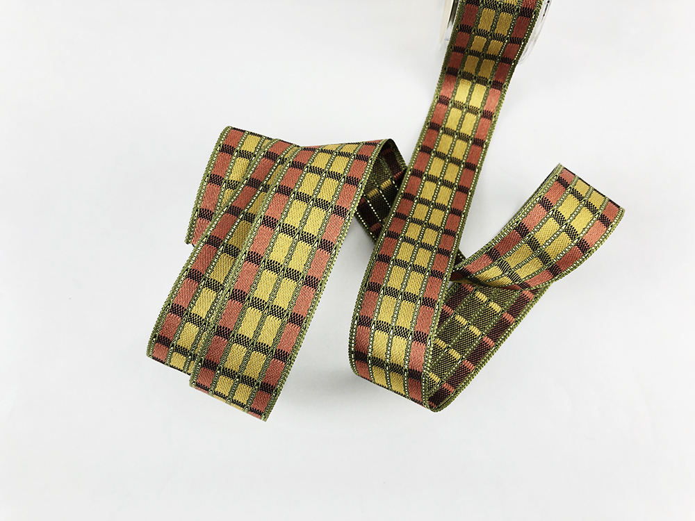 昭和金線格紋/提花緞帶/Outlet